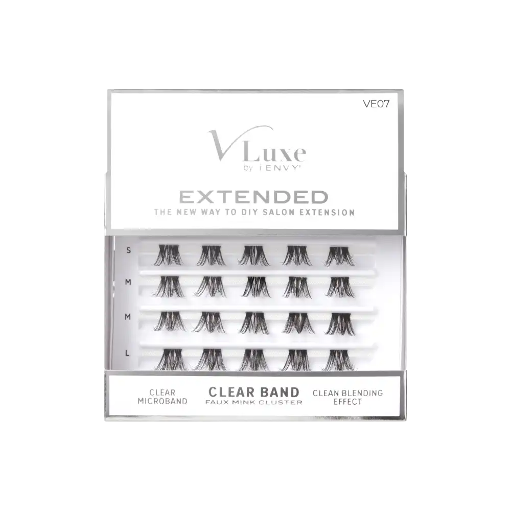 VLuxe By i•ENVY Extended Faux Mink Clear Band Cluster Lashes - Image 12