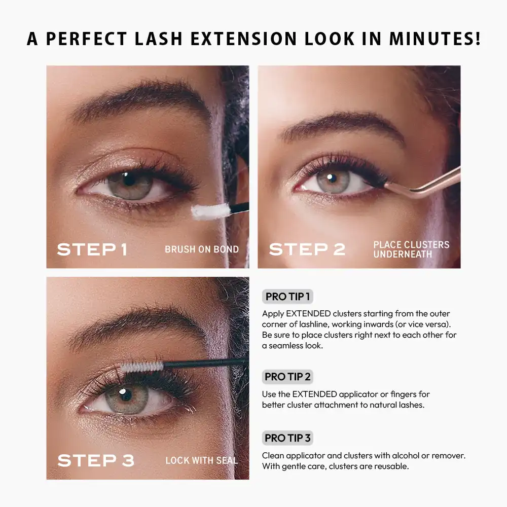 VLuxe By i•ENVY Extended Faux Mink Clear Band Cluster Lashes - Image 17