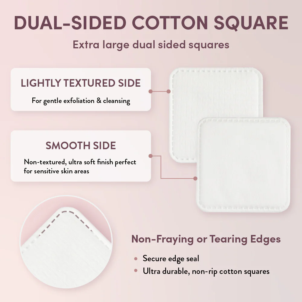 éclat Extra Large Cotton Squares – Dual-Sided, Soft & Durable Cotton Pads for Skincare & Cleansing - Image 2