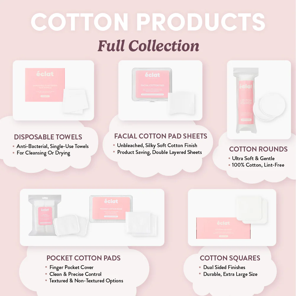 éclat Extra Large Cotton Squares – Dual-Sided, Soft & Durable Cotton Pads for Skincare & Cleansing - Image 6
