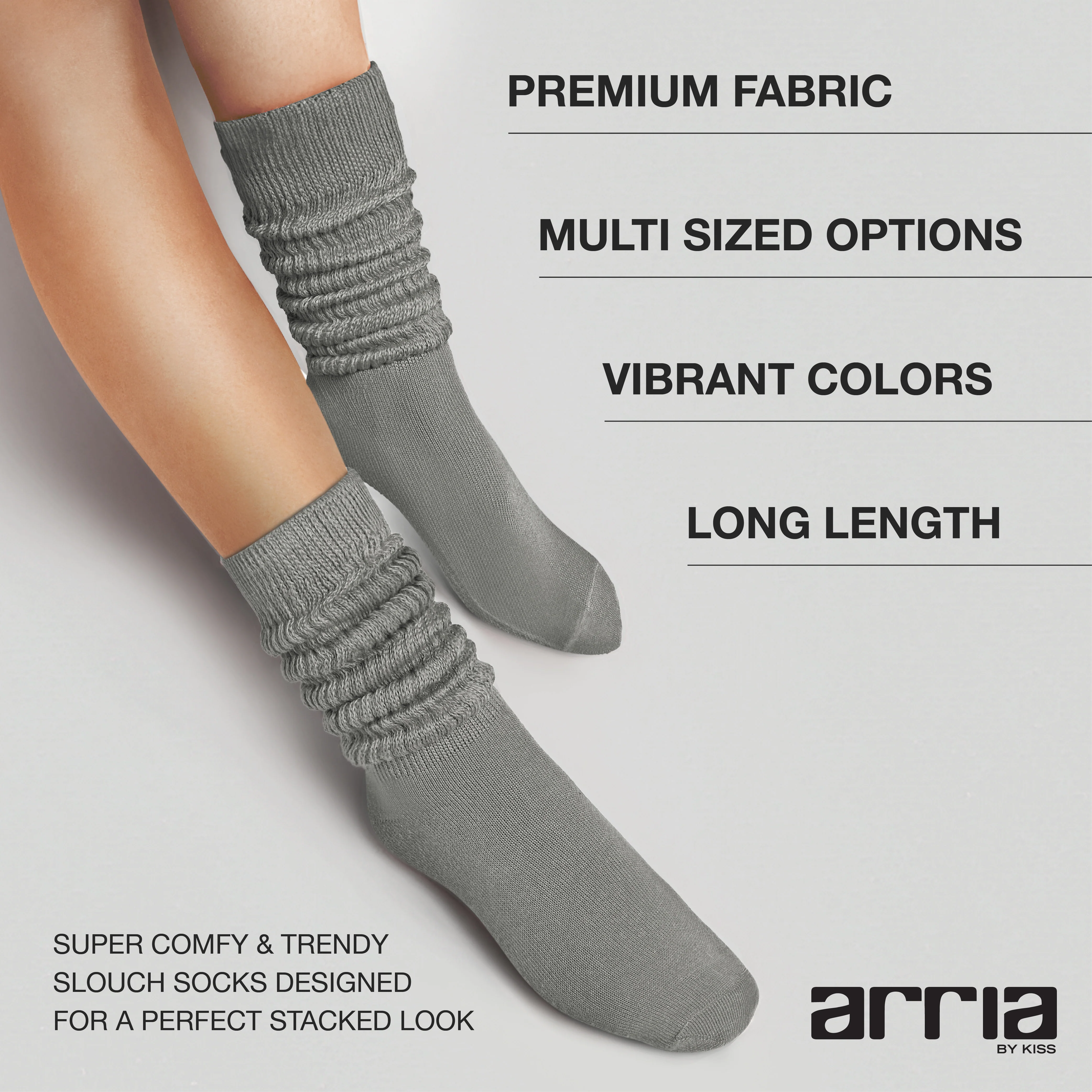 ARRIA Extra Long Soft Cotton Trendy Slouch Socks – Classic Everyday Neutrals, 80s Retro Heavy Scrunch - Image 11
