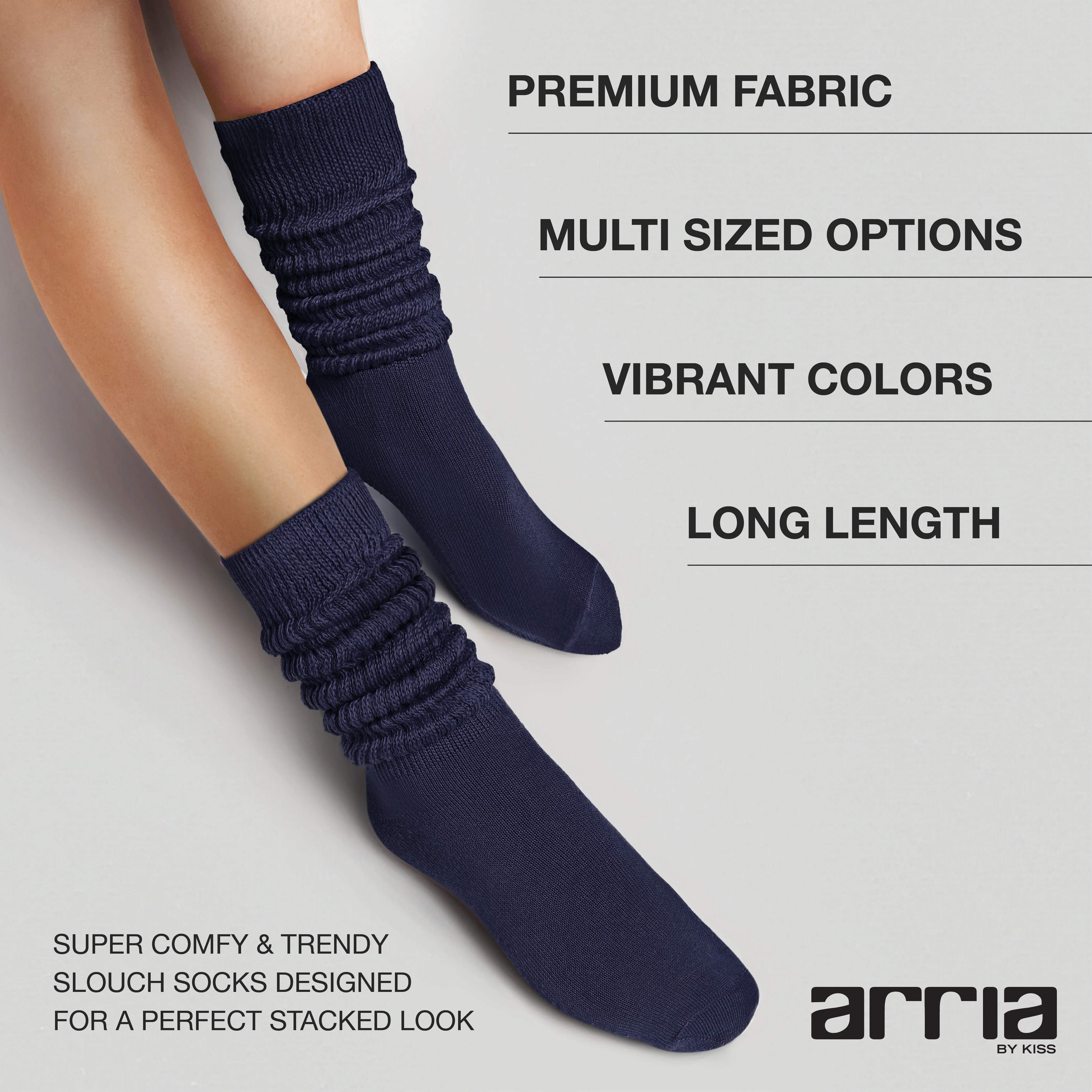 ARRIA Extra Long Soft Cotton Trendy Slouch Socks – Classic Everyday Neutrals, 80s Retro Heavy Scrunch - Image 14
