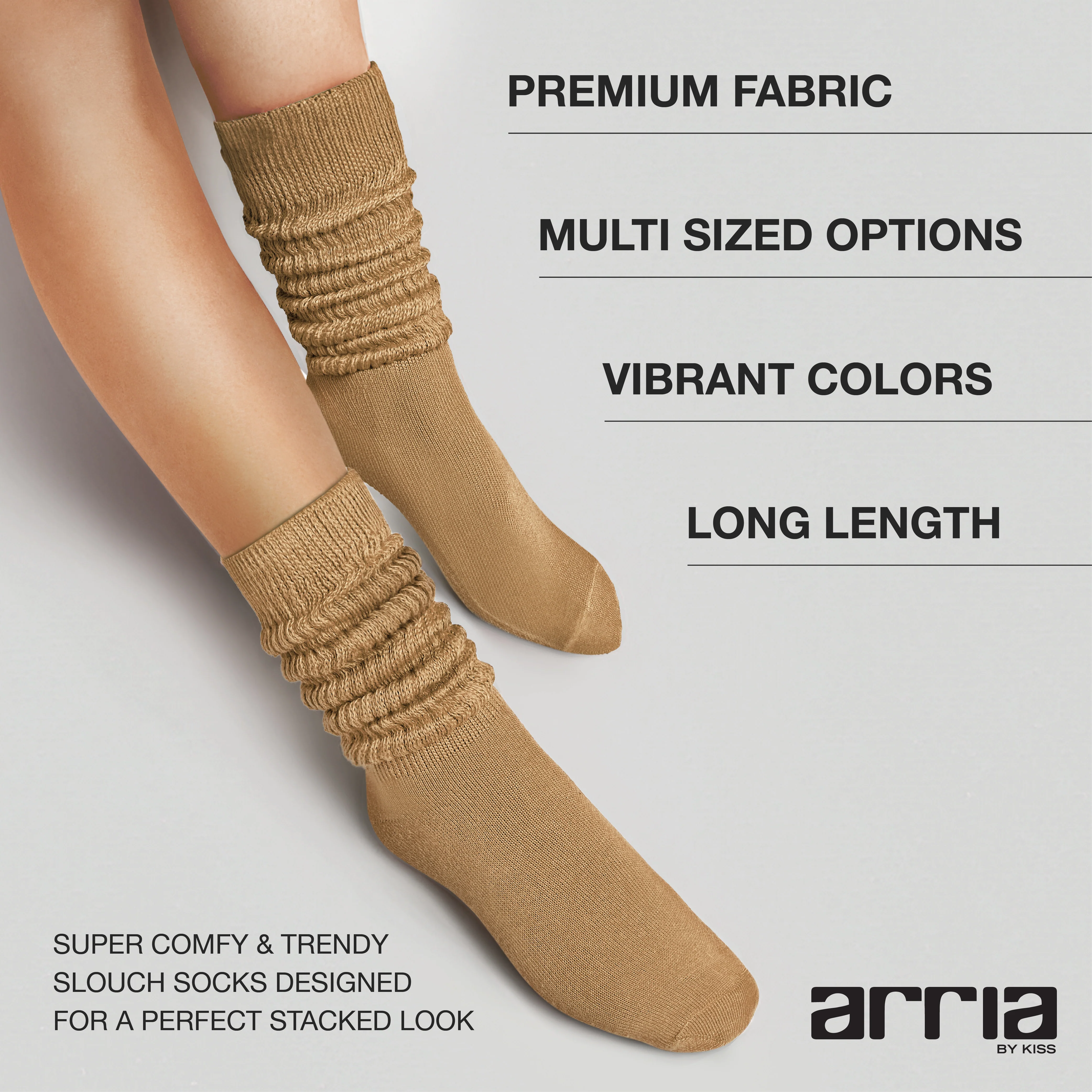 ARRIA Extra Long Soft Cotton Trendy Slouch Socks – Classic Everyday Neutrals, 80s Retro Heavy Scrunch - Image 20