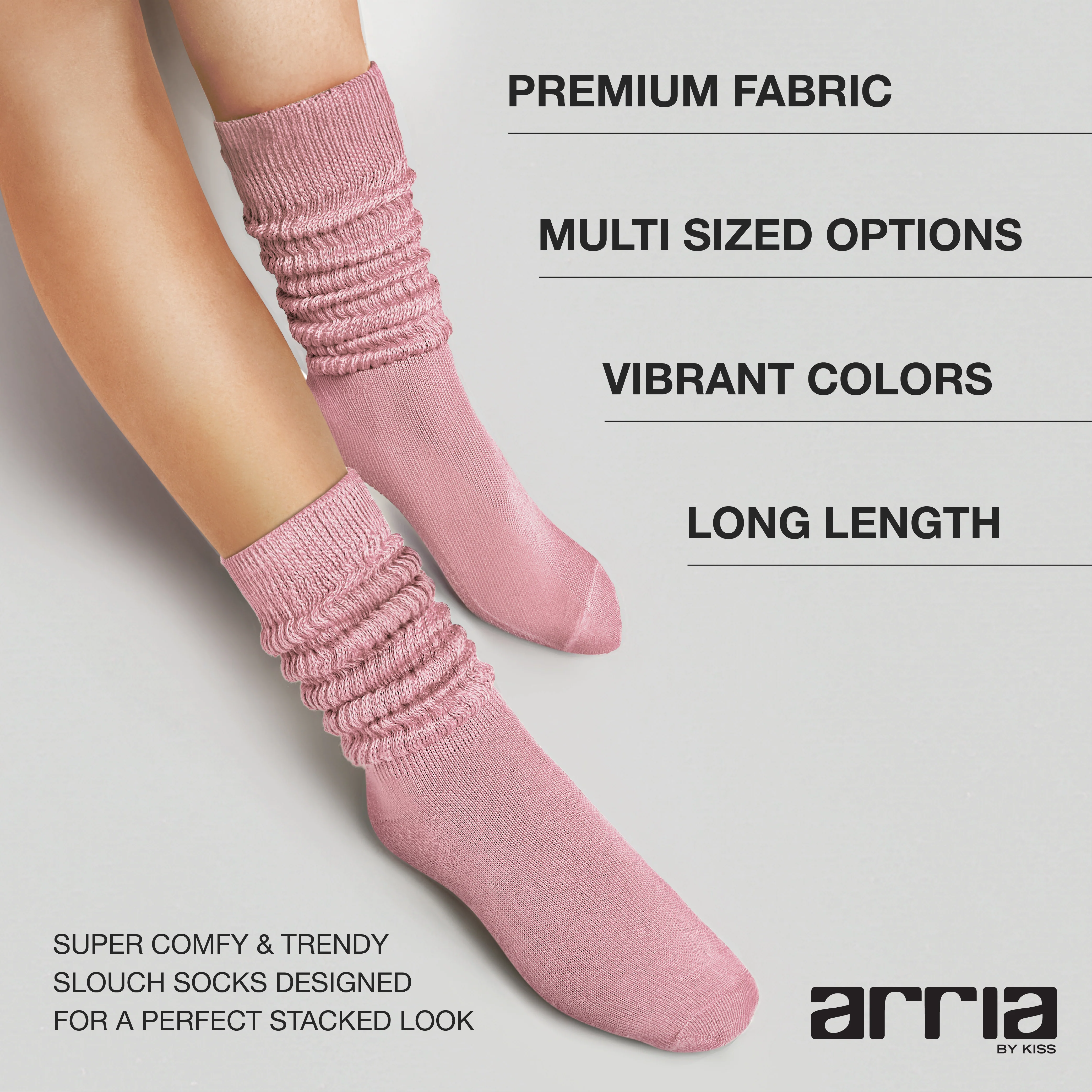 ARRIA Extra Long Soft Cotton Trendy Slouch Socks – Classic Everyday Neutrals, 80s Retro Heavy Scrunch - Image 29