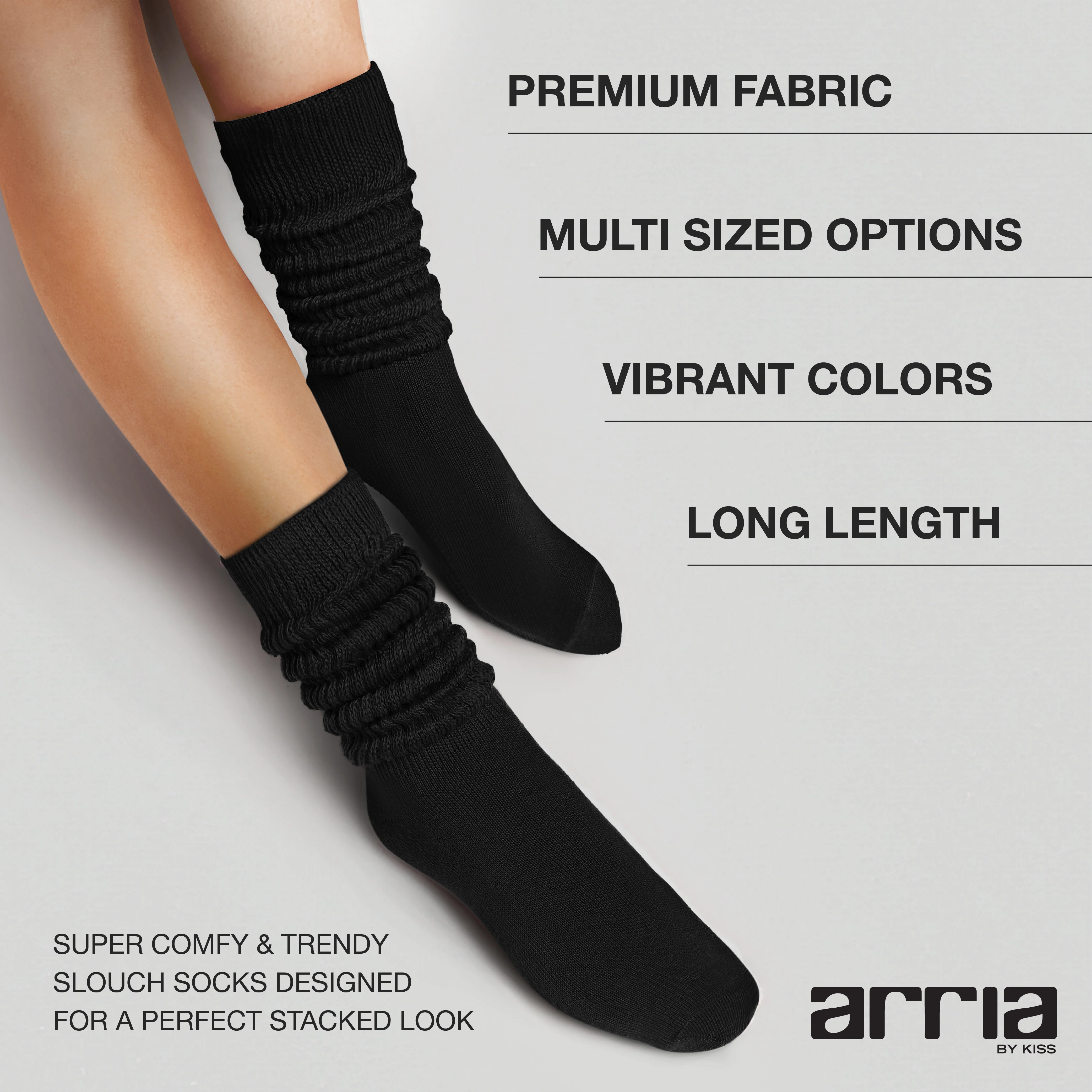 ARRIA Extra Long Soft Cotton Trendy Slouch Socks – Classic Everyday Neutrals, 80s Retro Heavy Scrunch - Image 32