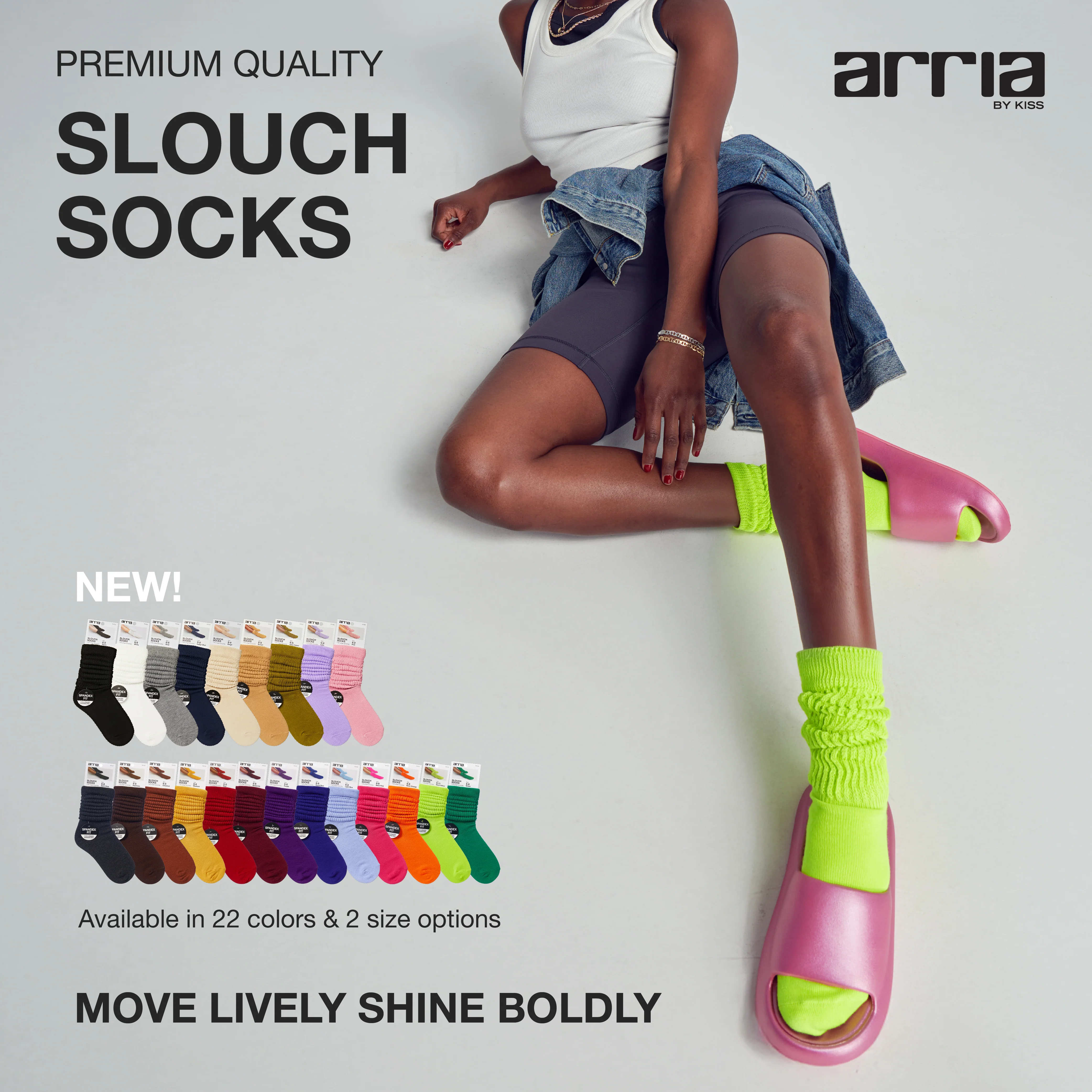 ARRIA Extra Long Soft Cotton Trendy Slouch Socks – Classic Everyday Neutrals, 80s Retro Heavy Scrunch - Image 5