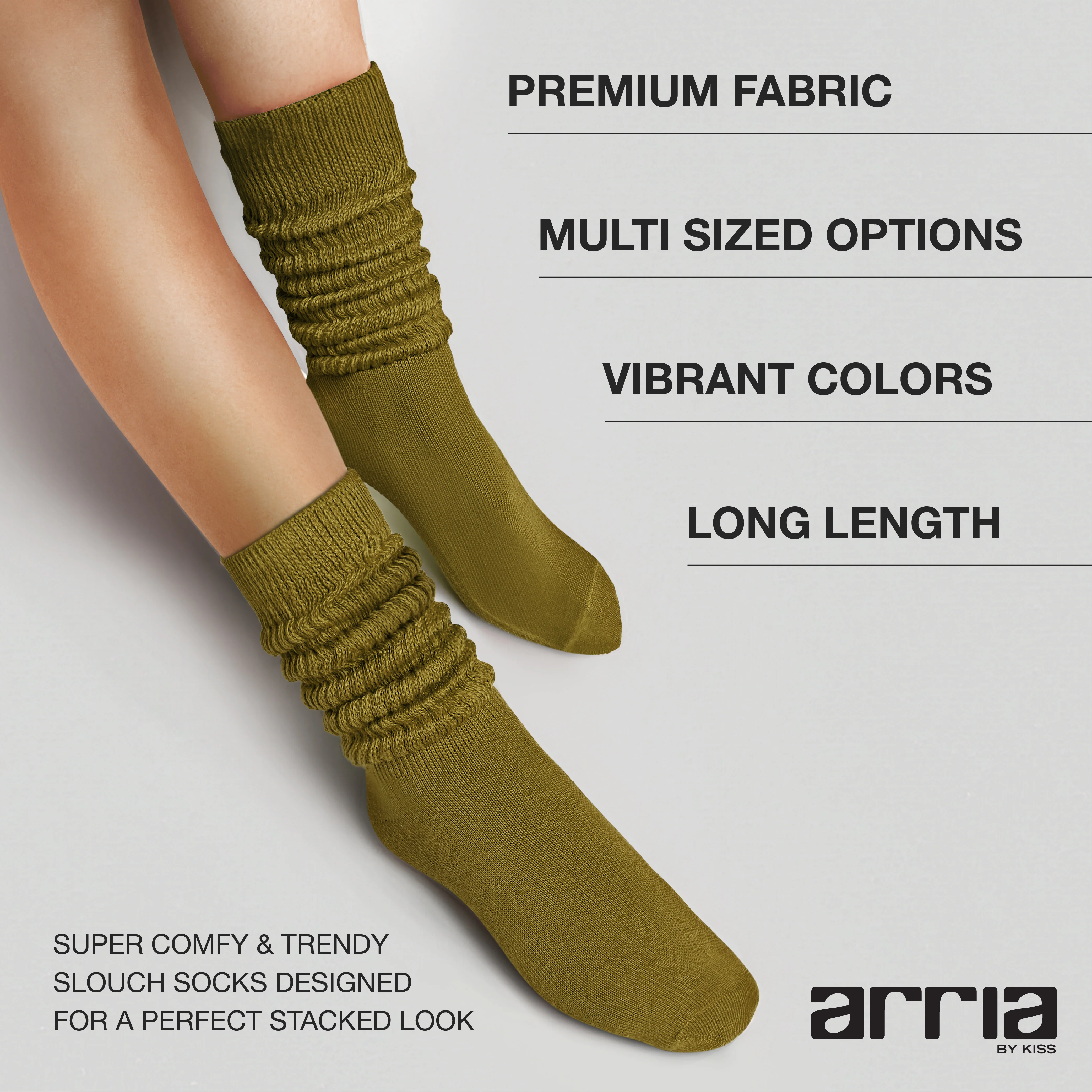 ARRIA Extra Long Soft Cotton Trendy Slouch Socks – Classic Everyday Neutrals, 80s Retro Heavy Scrunch - Image 50