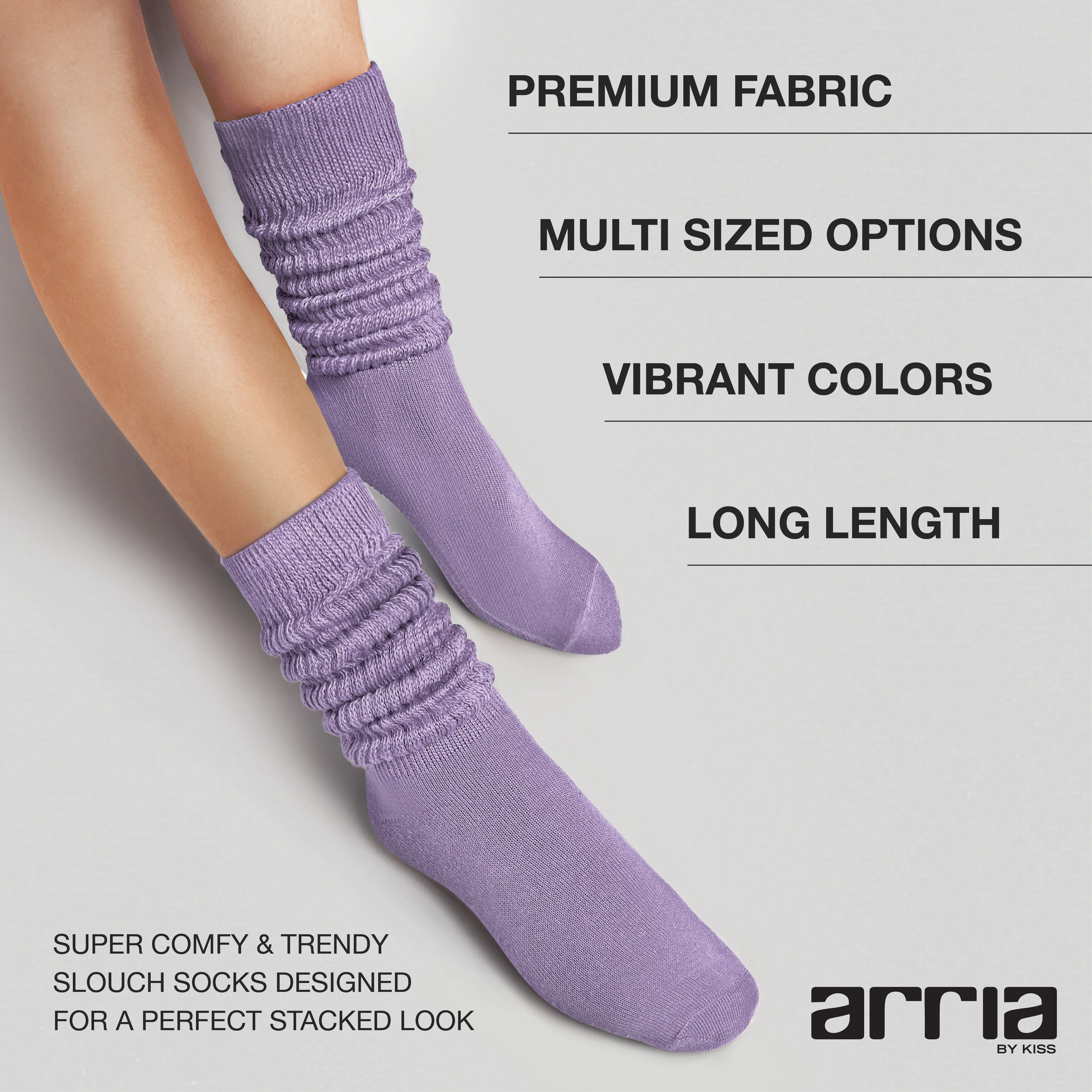 ARRIA Extra Long Soft Cotton Trendy Slouch Socks – Classic Everyday Neutrals, 80s Retro Heavy Scrunch - Image 53