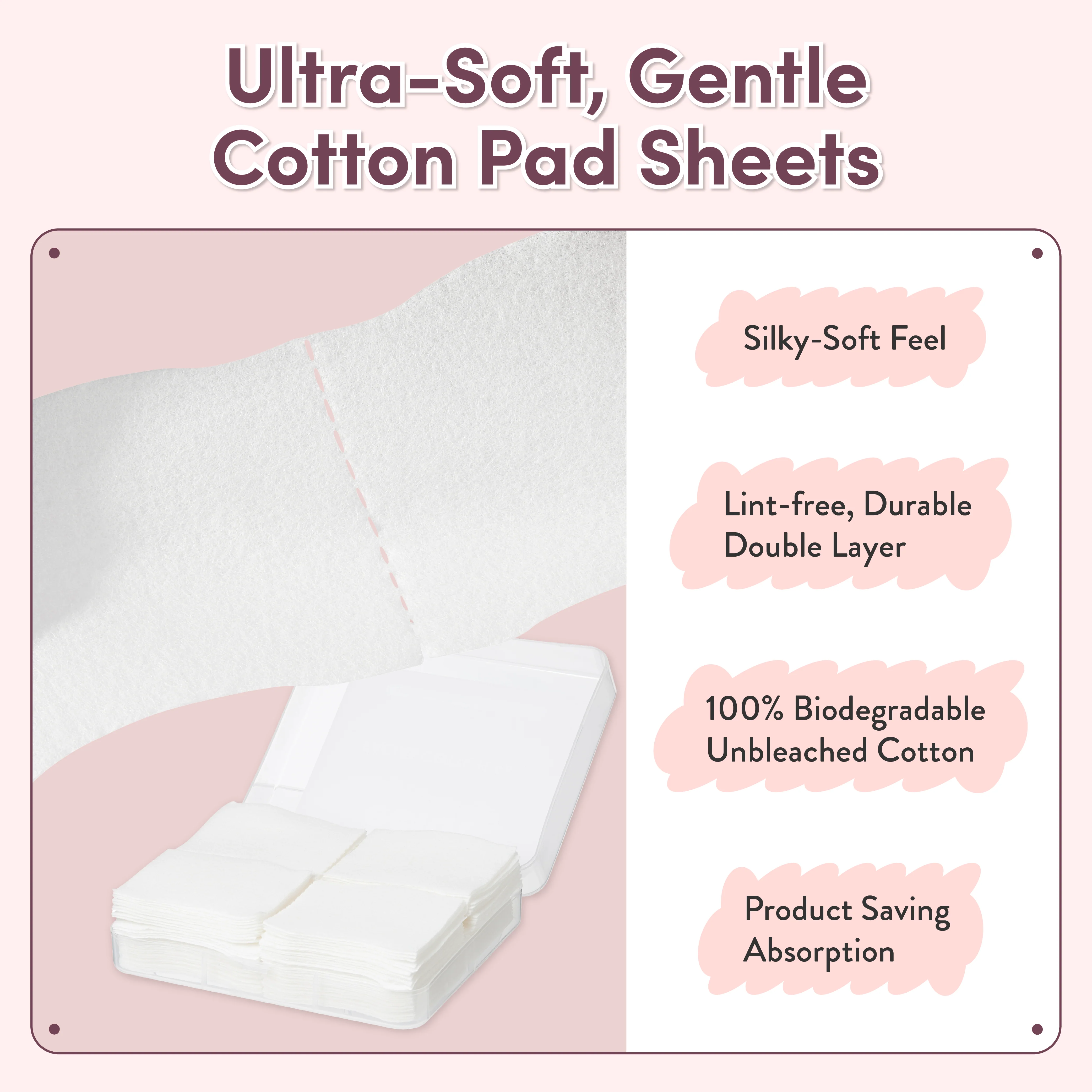 éclat Facial Cotton Pad Sheets – Ultra-Soft, Multi-Use, Unbleached & Biodegradable Cotton for Skincare - Image 4