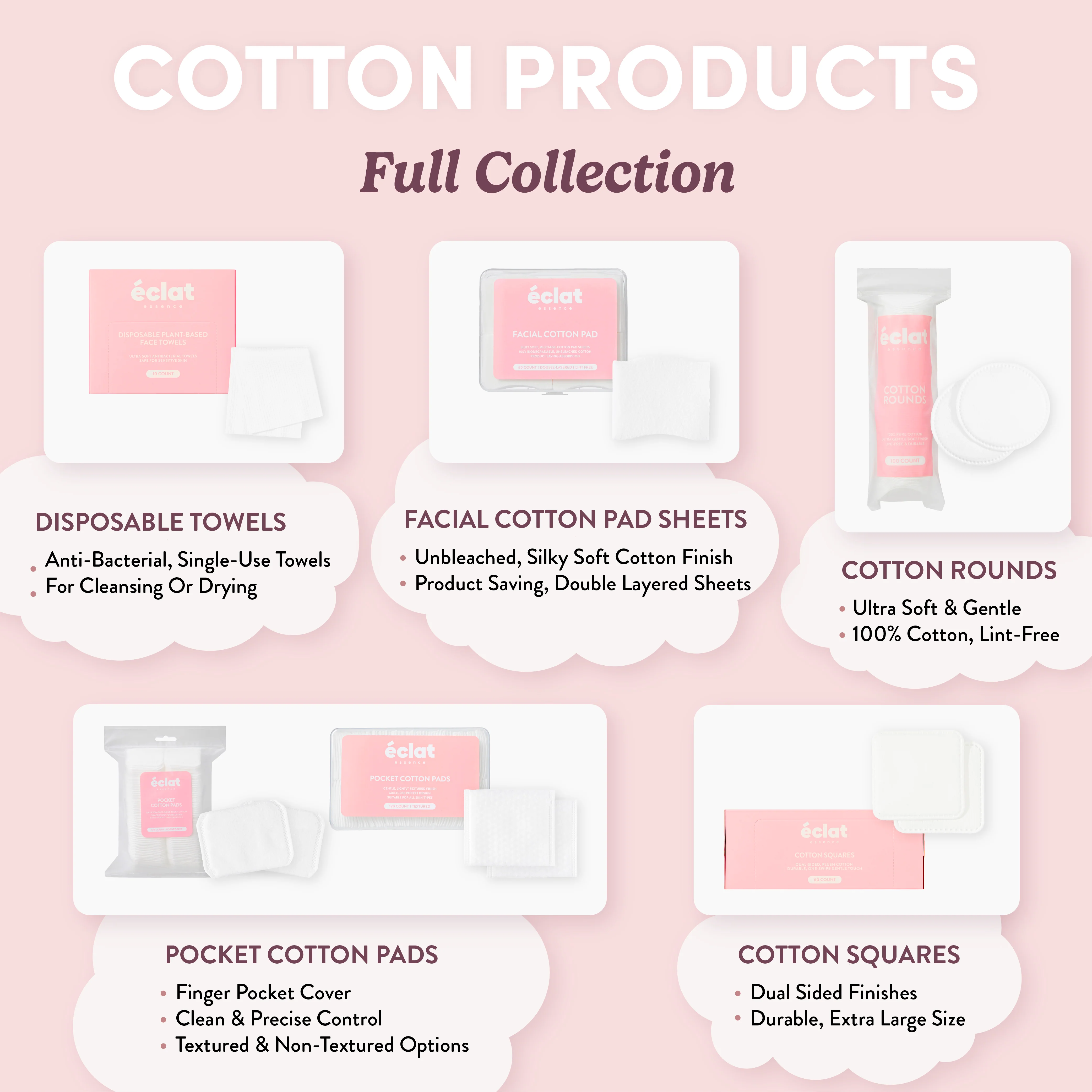 éclat Facial Cotton Pad Sheets – Ultra-Soft, Multi-Use, Unbleached & Biodegradable Cotton for Skincare - Image 6