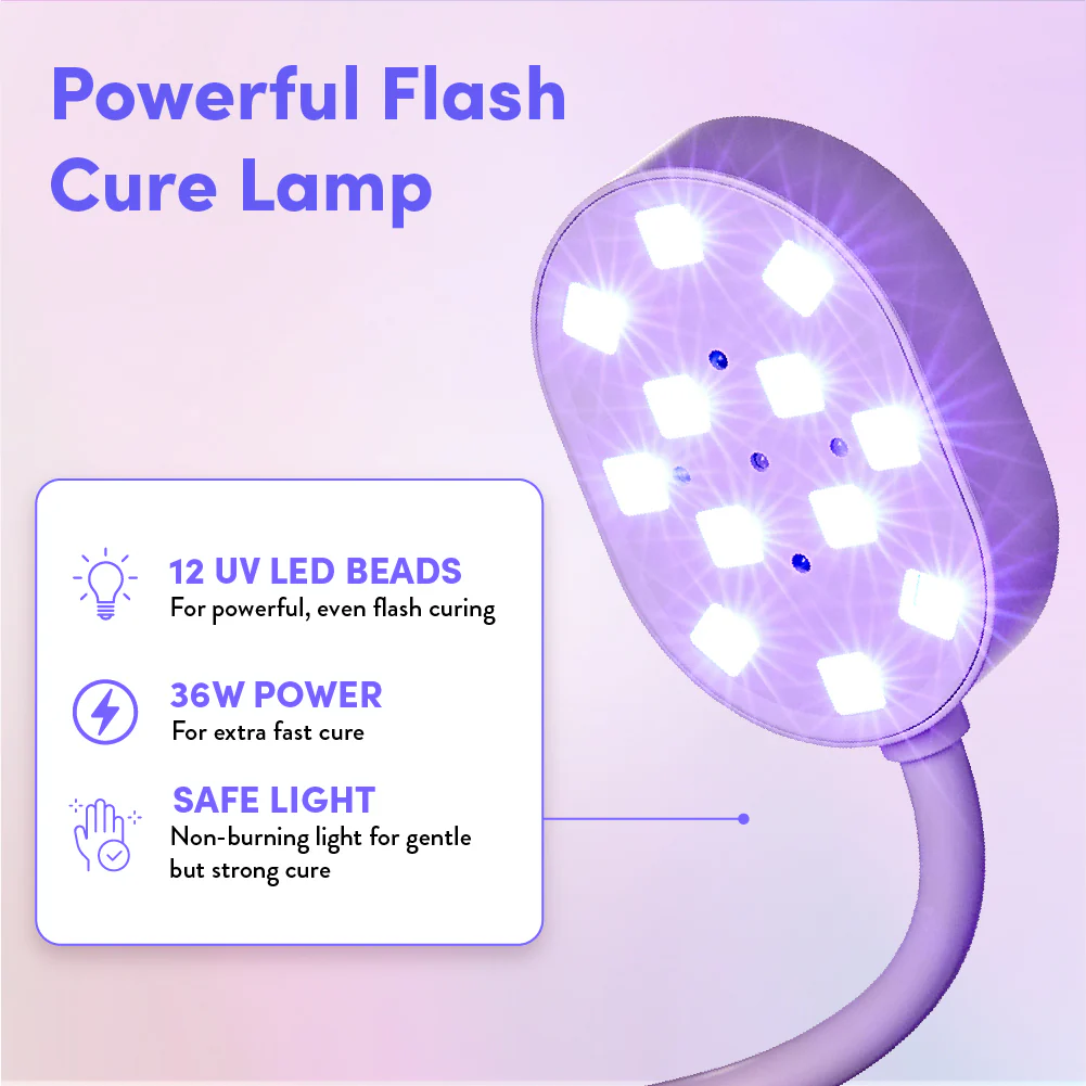éclat Flash Cure Lamp for Gel Nail Polish – 36W Rechargeable LED Mini UV Light with Gooseneck - Image 12
