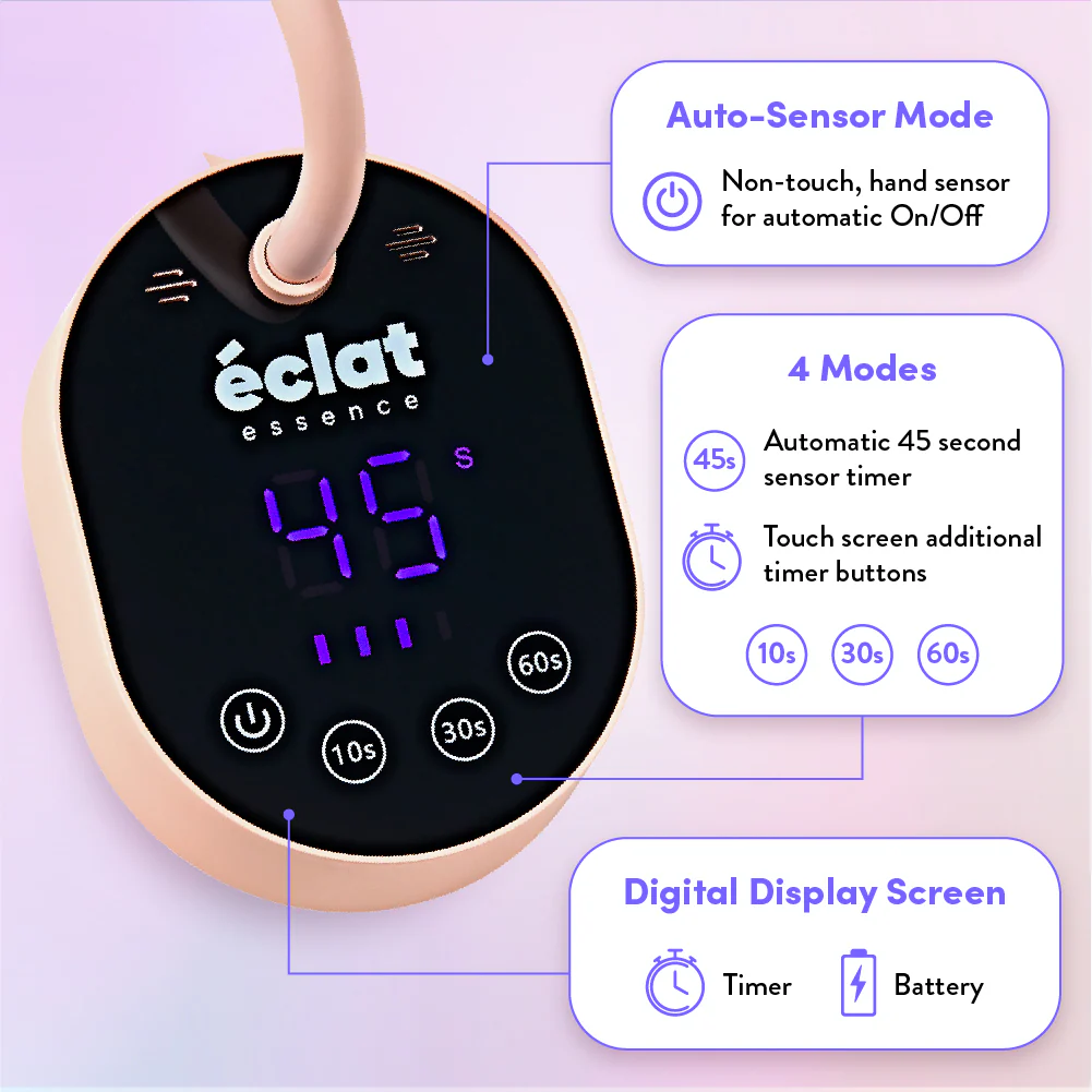 éclat Flash Cure Lamp for Gel Nail Polish – 36W Rechargeable LED Mini UV Light with Gooseneck - Image 6