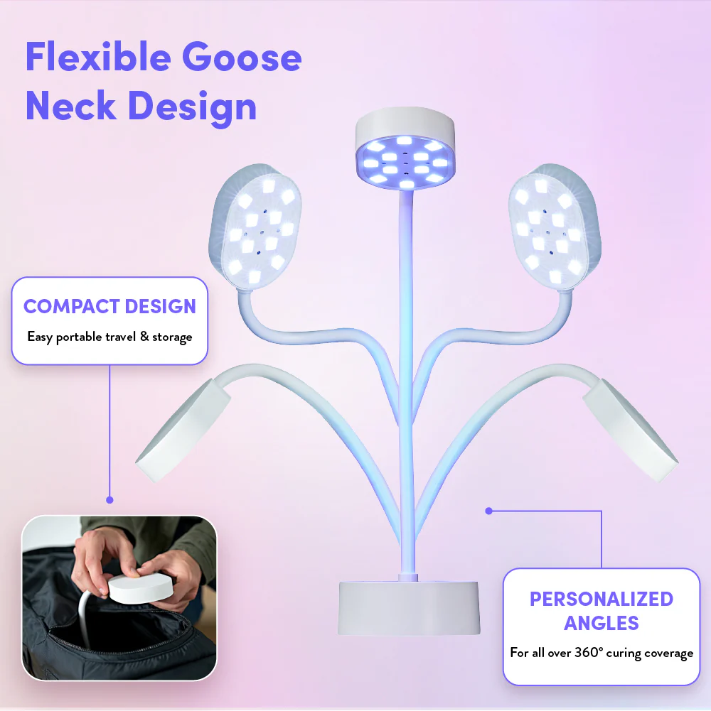 éclat Flash Cure Lamp for Gel Nail Polish – 36W Rechargeable LED Mini UV Light with Gooseneck - Image 7