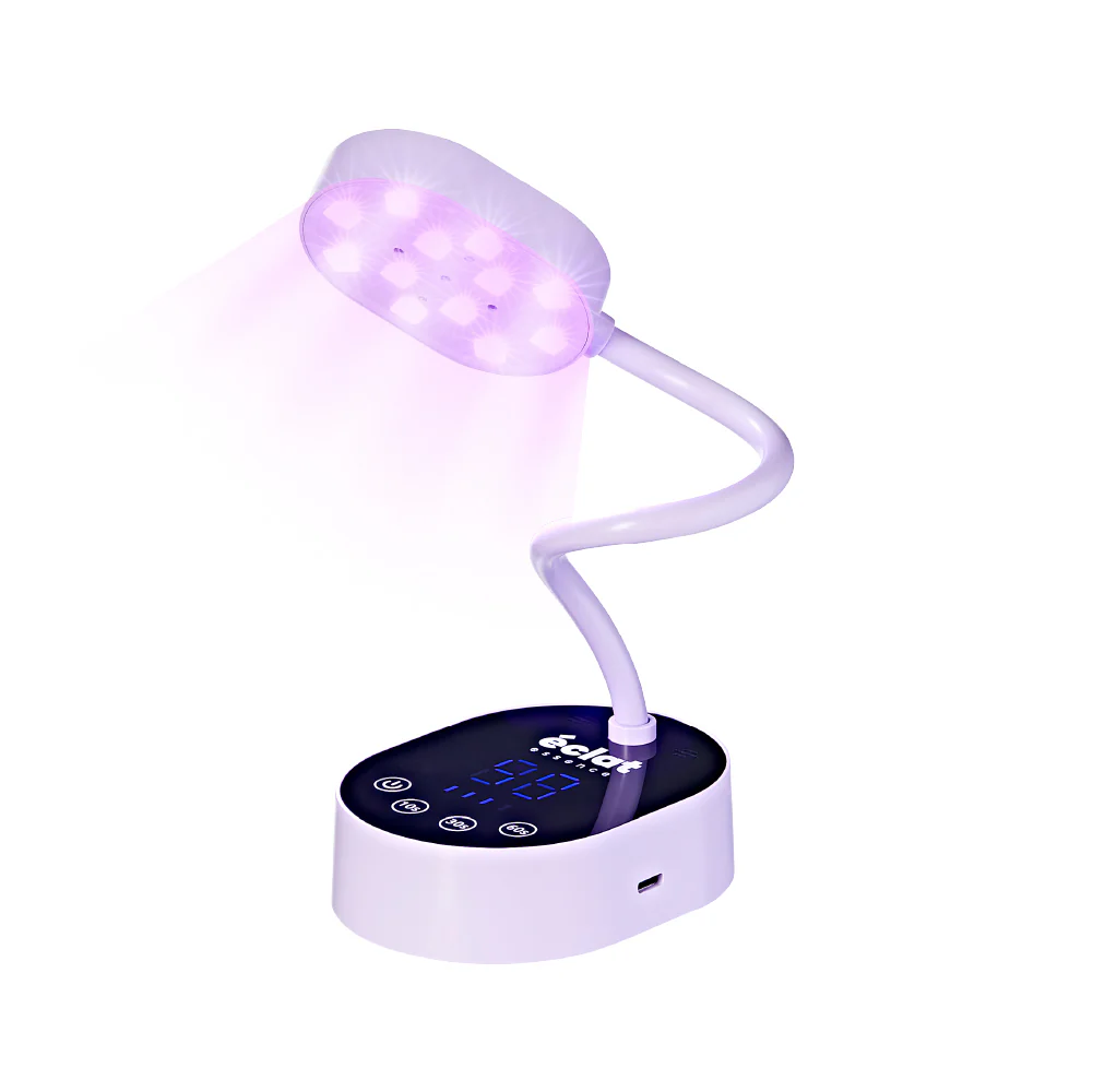 éclat Flash Cure Lamp for Gel Nail Polish – 36W Rechargeable LED Mini UV Light with Gooseneck - Image 9