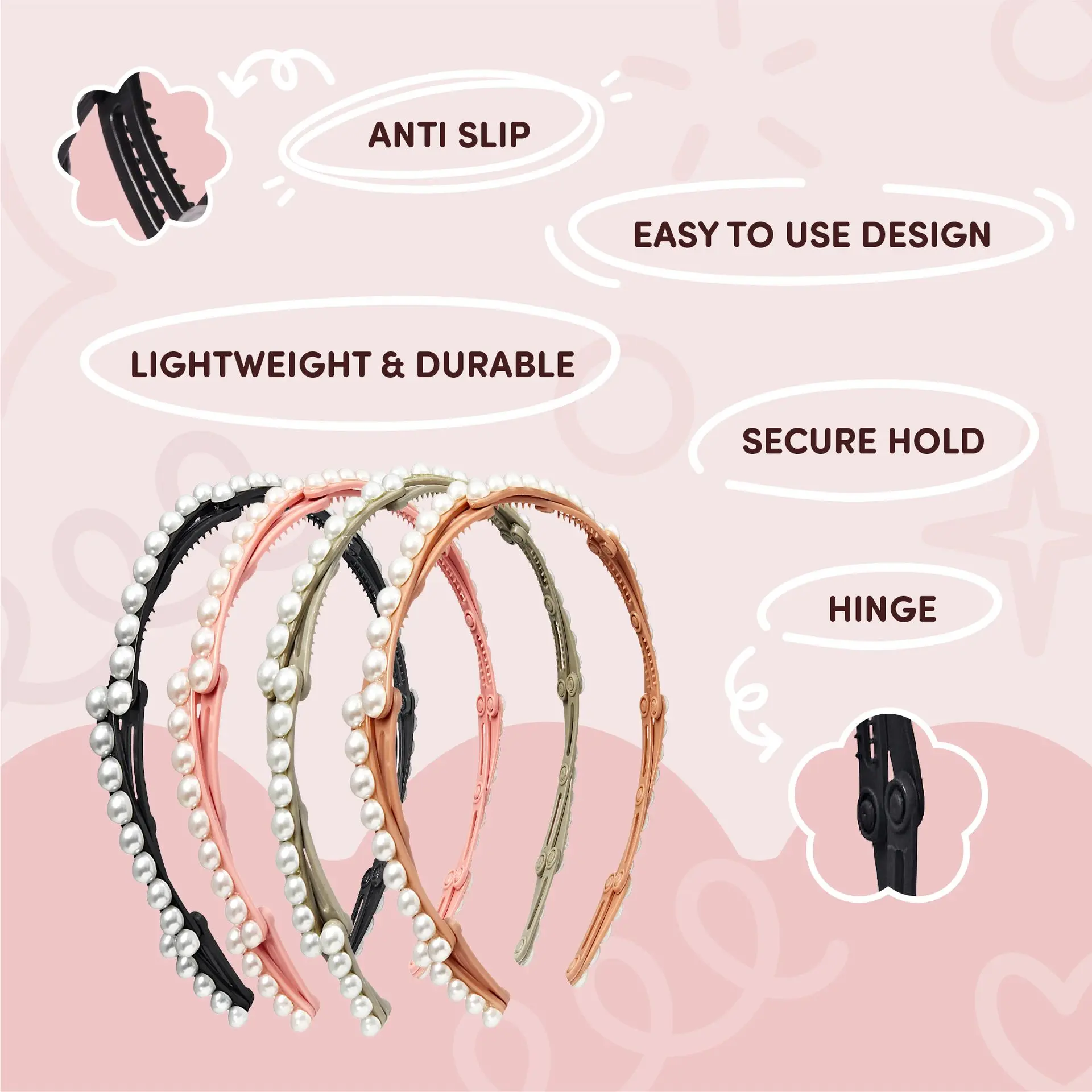 éclat Foldable Headband Set - Lightweight, Adjustable Hair Bands for Daily Styling - Image 20
