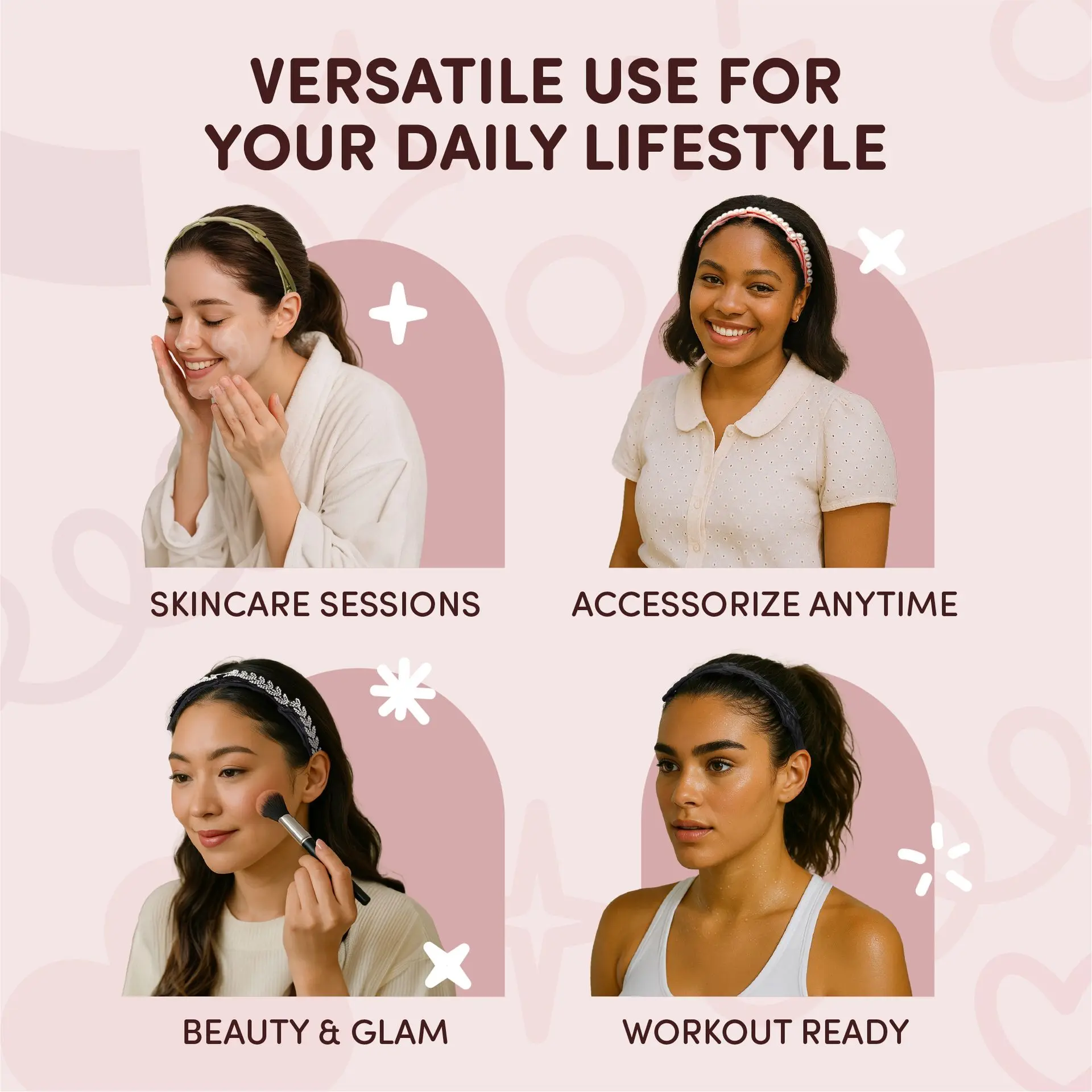 éclat Foldable Headband Set - Lightweight, Adjustable Hair Bands for Daily Styling - Image 21