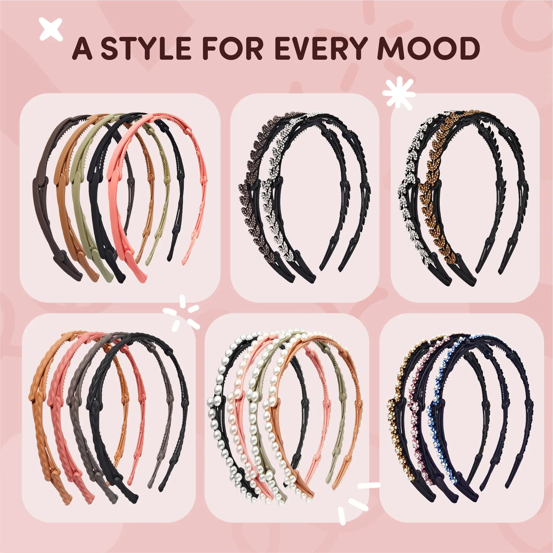 éclat Foldable Headband Set - Lightweight, Adjustable Hair Bands for Daily Styling - Image 24