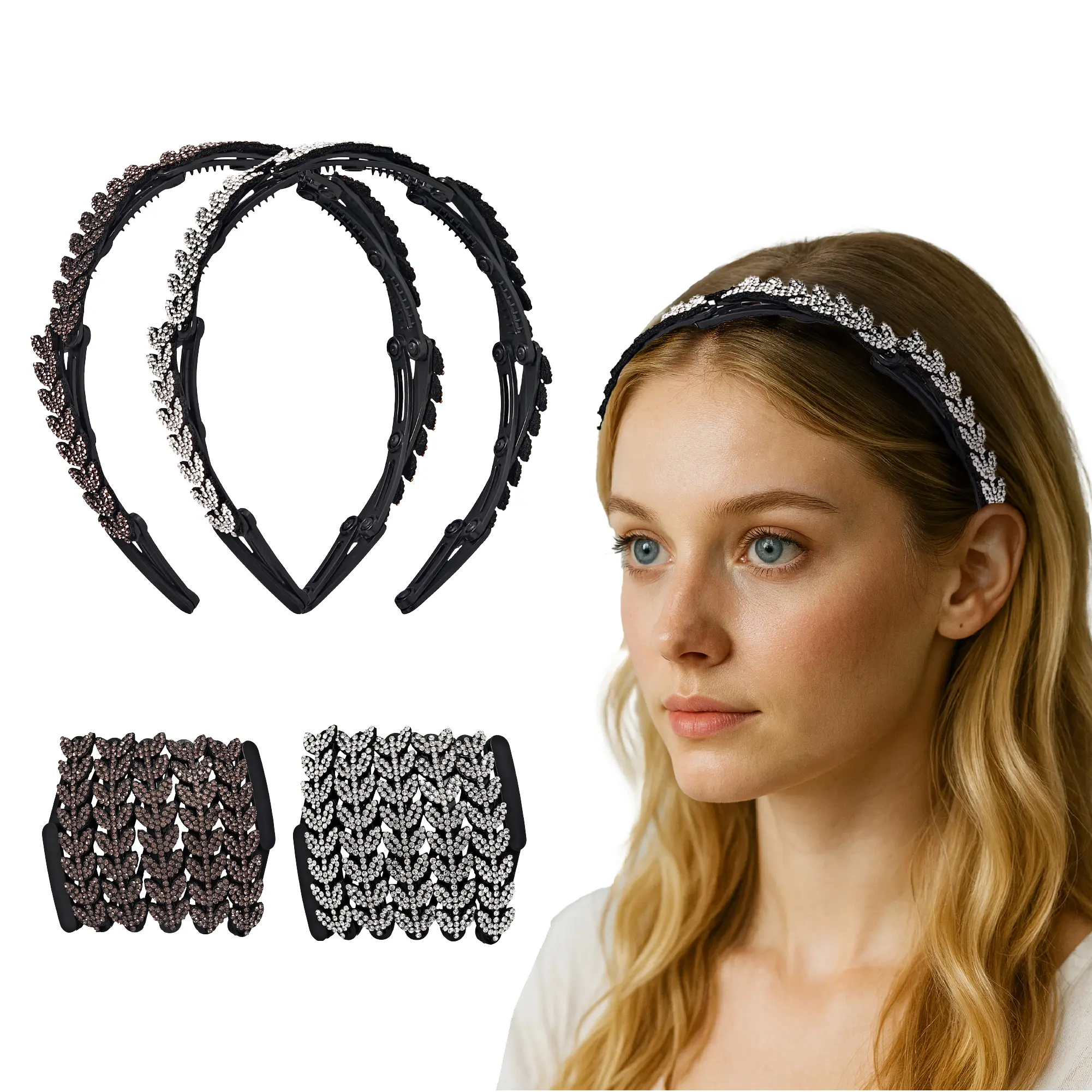 éclat Foldable Headband Set - Lightweight, Adjustable Hair Bands for Daily Styling - Image 28