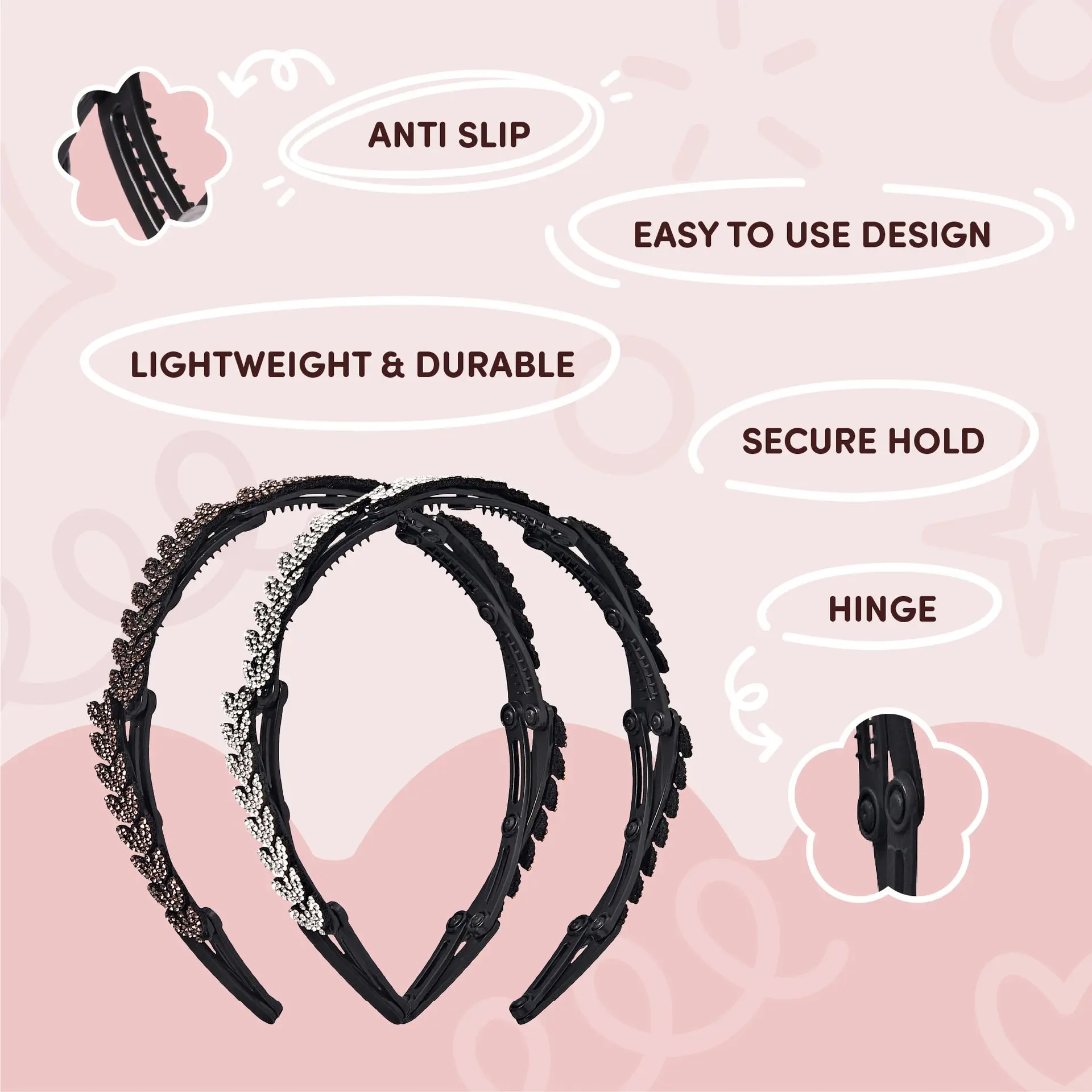 éclat Foldable Headband Set - Lightweight, Adjustable Hair Bands for Daily Styling - Image 29