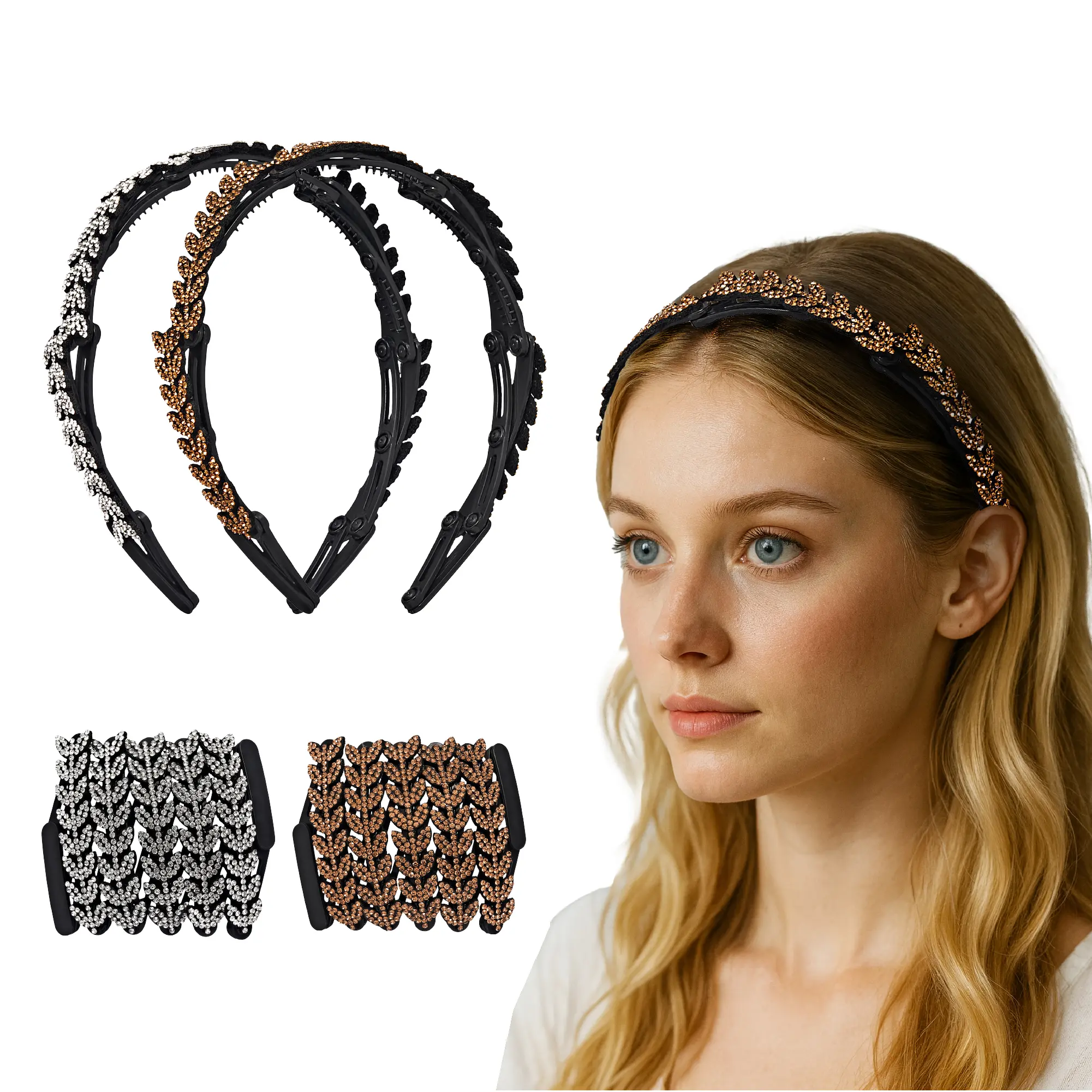 éclat Foldable Headband Set - Lightweight, Adjustable Hair Bands for Daily Styling - Image 37