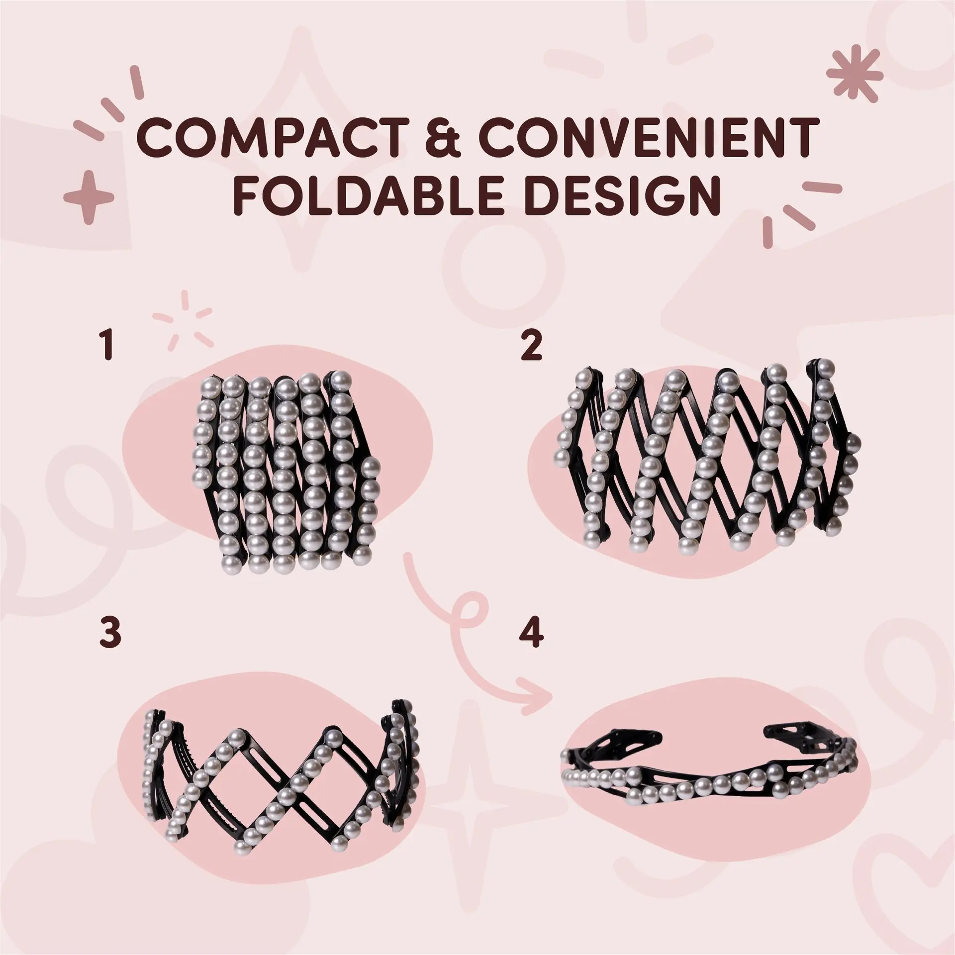 éclat Foldable Headband Set - Lightweight, Adjustable Hair Bands for Daily Styling - Image 41