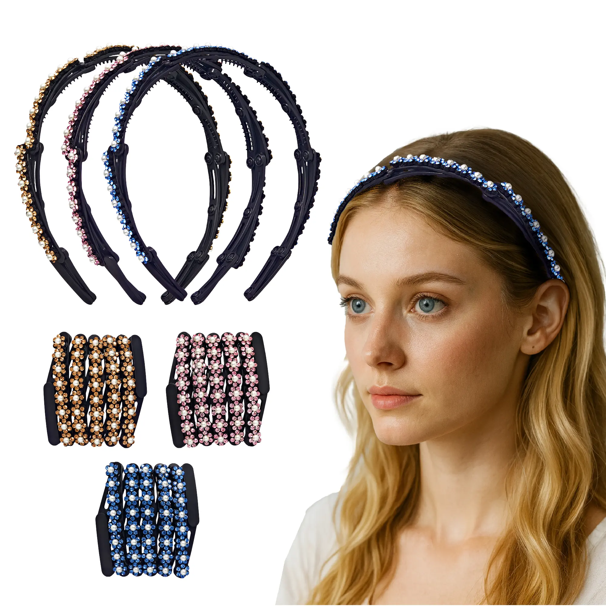 éclat Foldable Headband Set - Lightweight, Adjustable Hair Bands for Daily Styling - Image 46