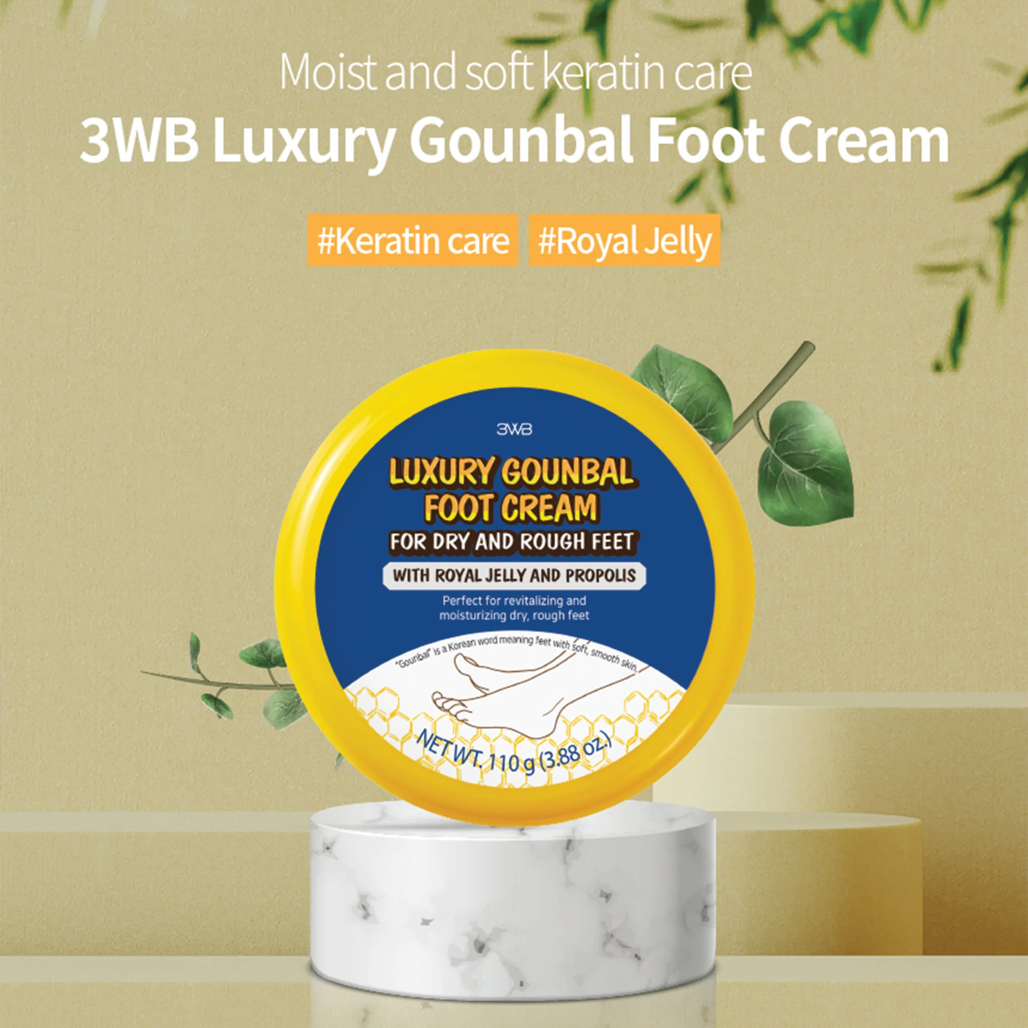 3WB Luxury Foot Cream – Intensive Urea & Propolis Repair for Cracked Heels, Dry Calluses, and Peeling Skin - Image 2