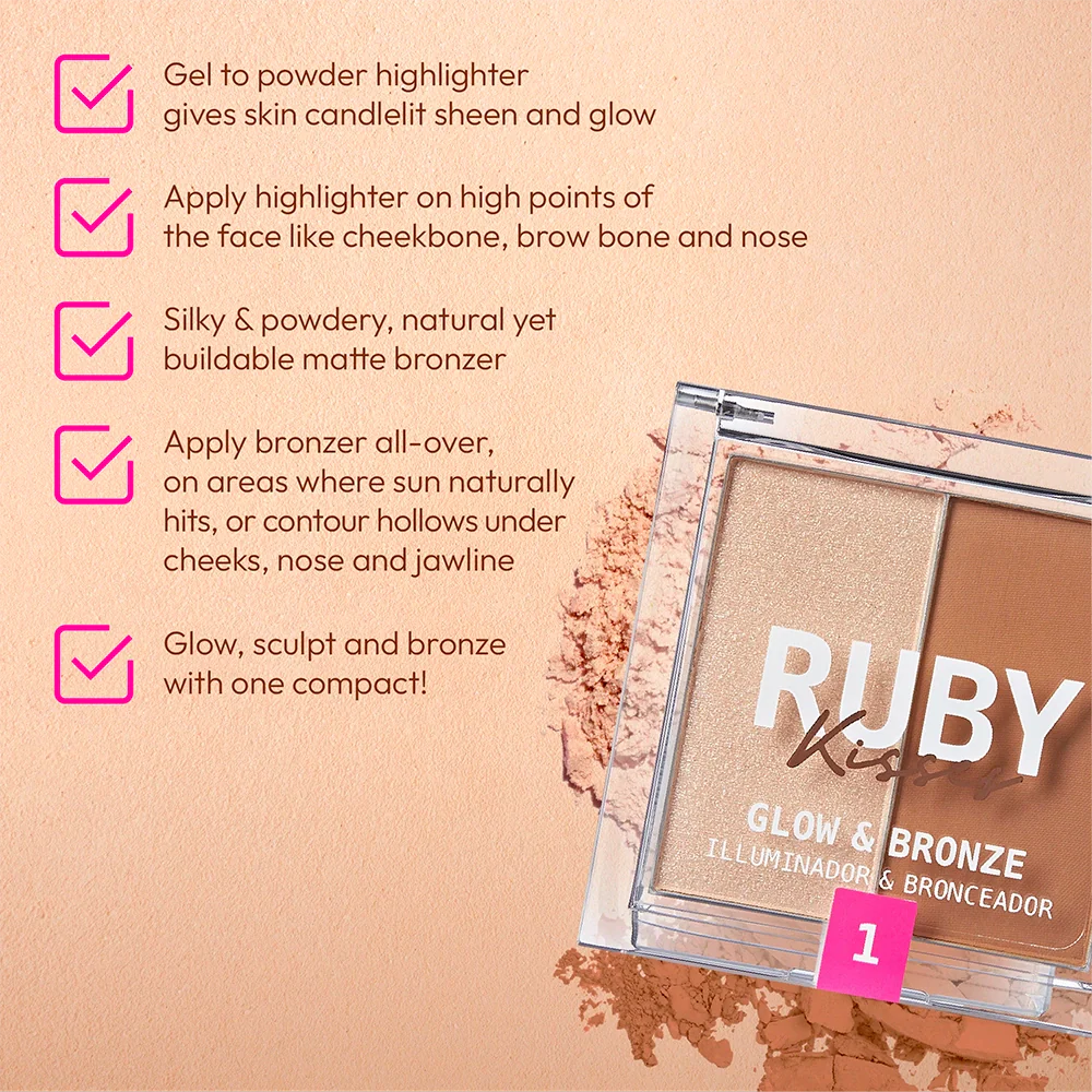 Ruby Kisses Glow & Bronze Highlighter Bronzer Duo - Image 13