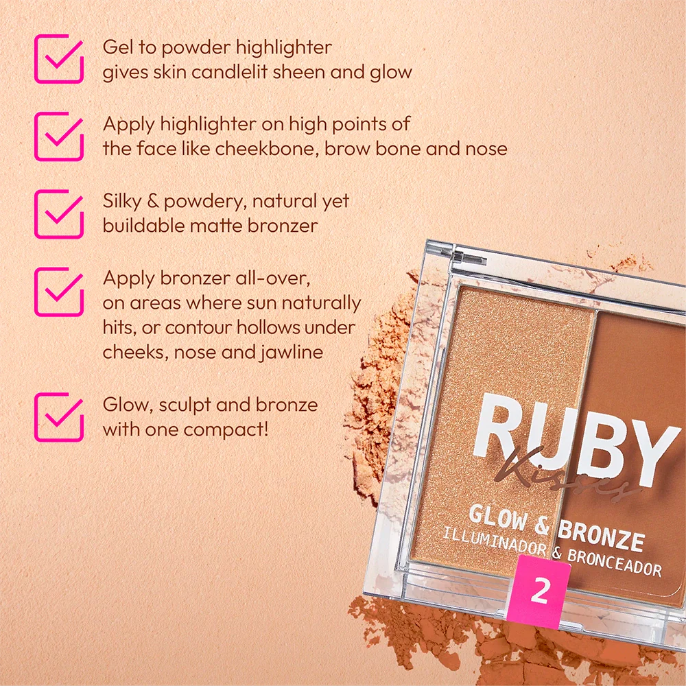 Ruby Kisses Glow & Bronze Highlighter Bronzer Duo - Image 14