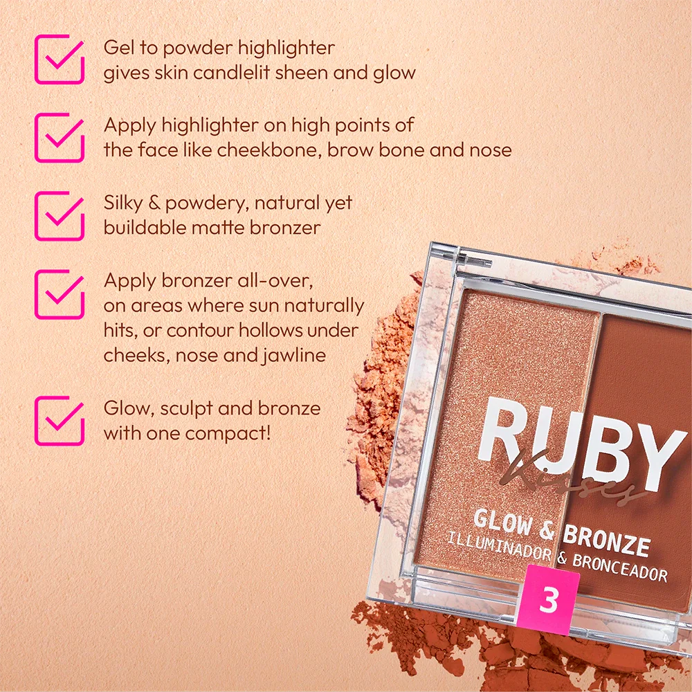 Ruby Kisses Glow & Bronze Highlighter Bronzer Duo - Image 15