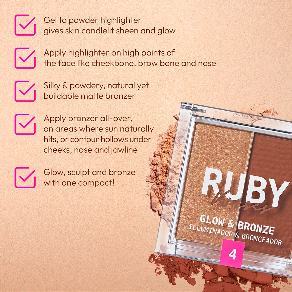 Ruby Kisses Glow & Bronze Highlighter Bronzer Duo - Image 16