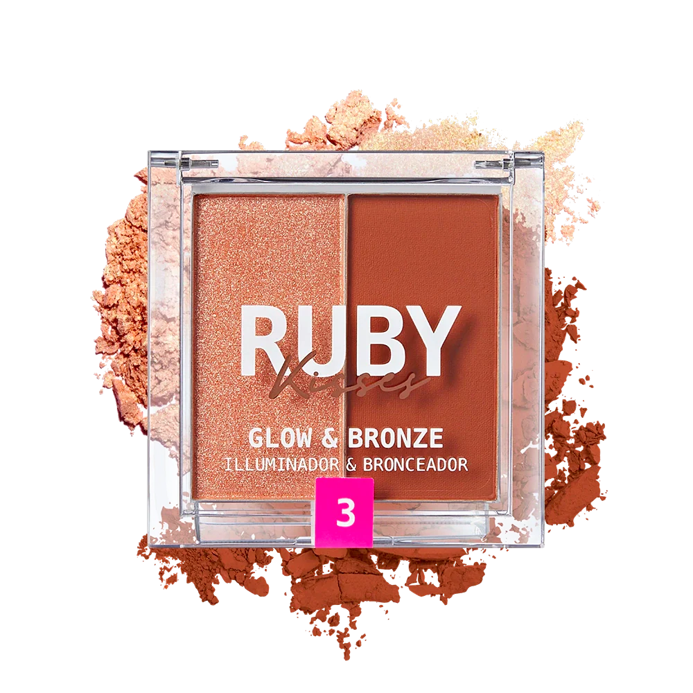 Ruby Kisses Glow & Bronze Highlighter Bronzer Duo - Image 3