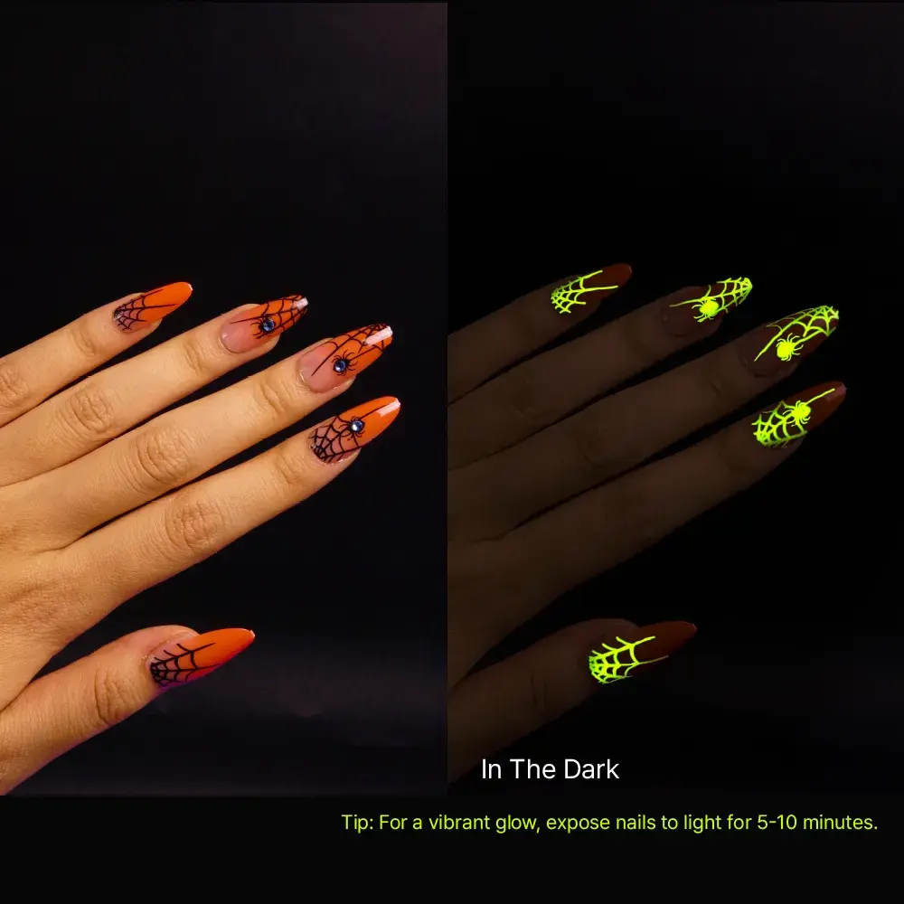Gold Finger Glow In The Dark Halloween Glue-On Nails - Image 12
