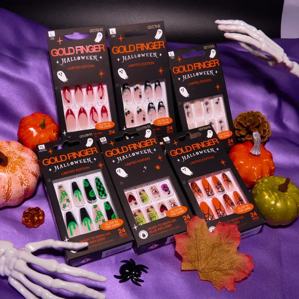Gold Finger Glow In The Dark Halloween Glue-On Nails - Image 13