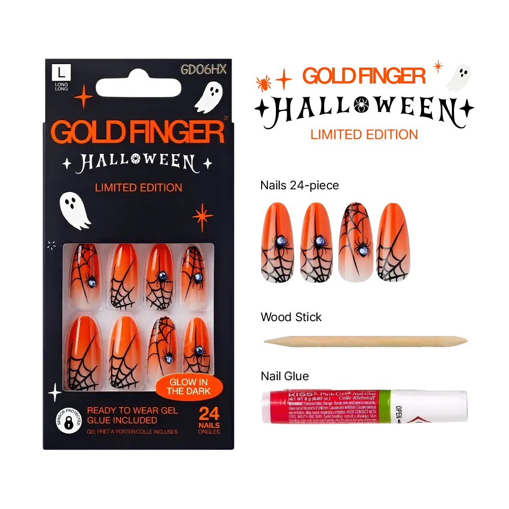Gold Finger Glow In The Dark Halloween Glue-On Nails - Image 14