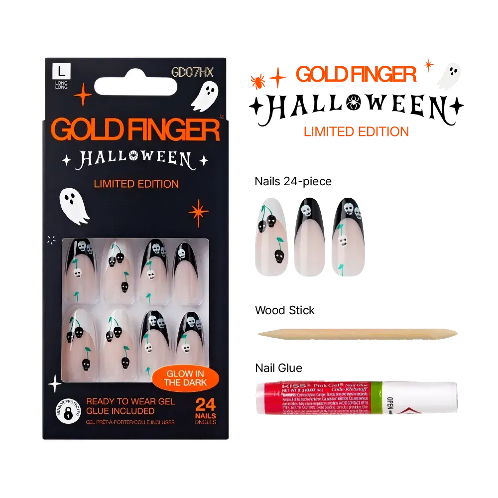 Gold Finger Glow In The Dark Halloween Glue-On Nails - Image 23