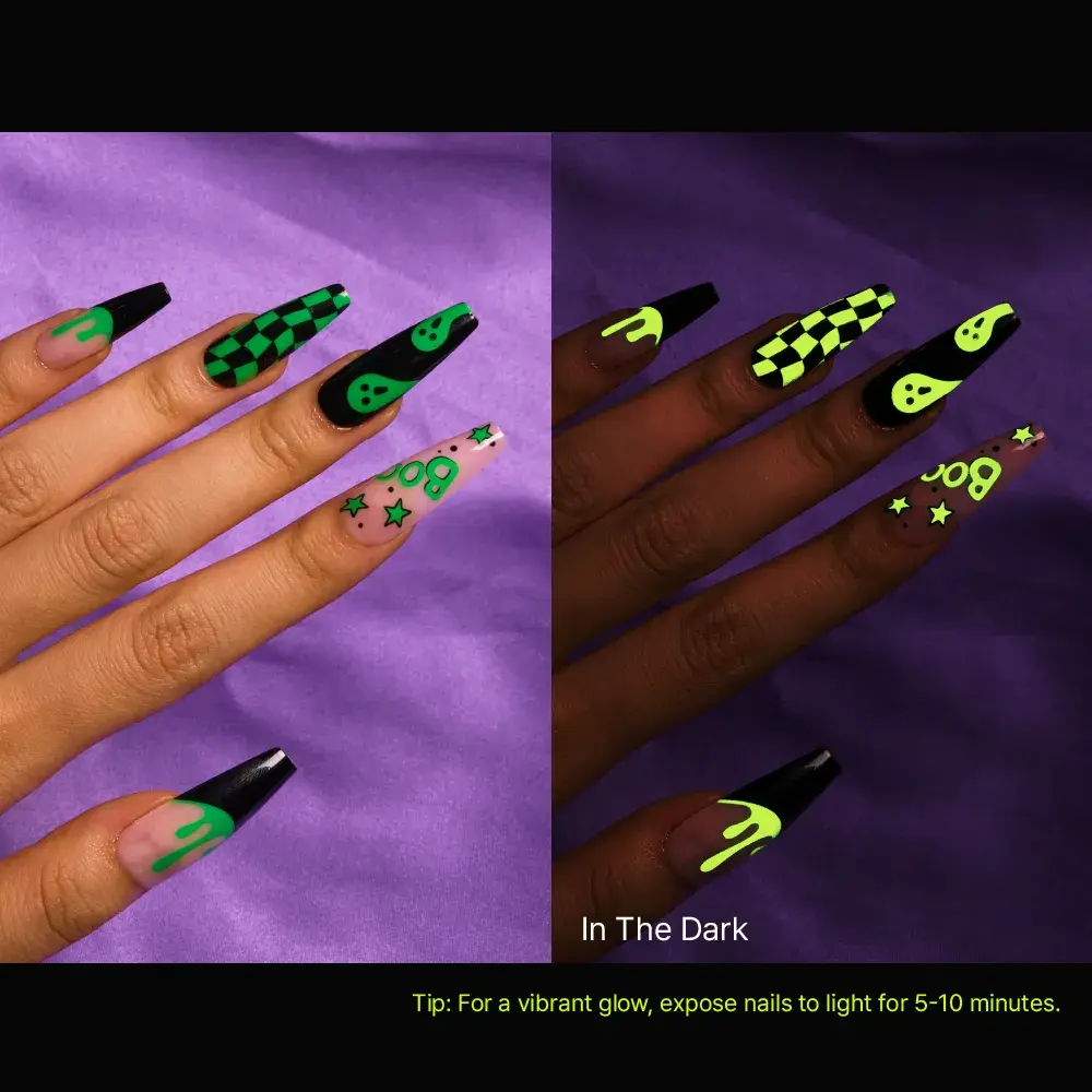 Gold Finger Glow In The Dark Halloween Glue-On Nails - Image 32