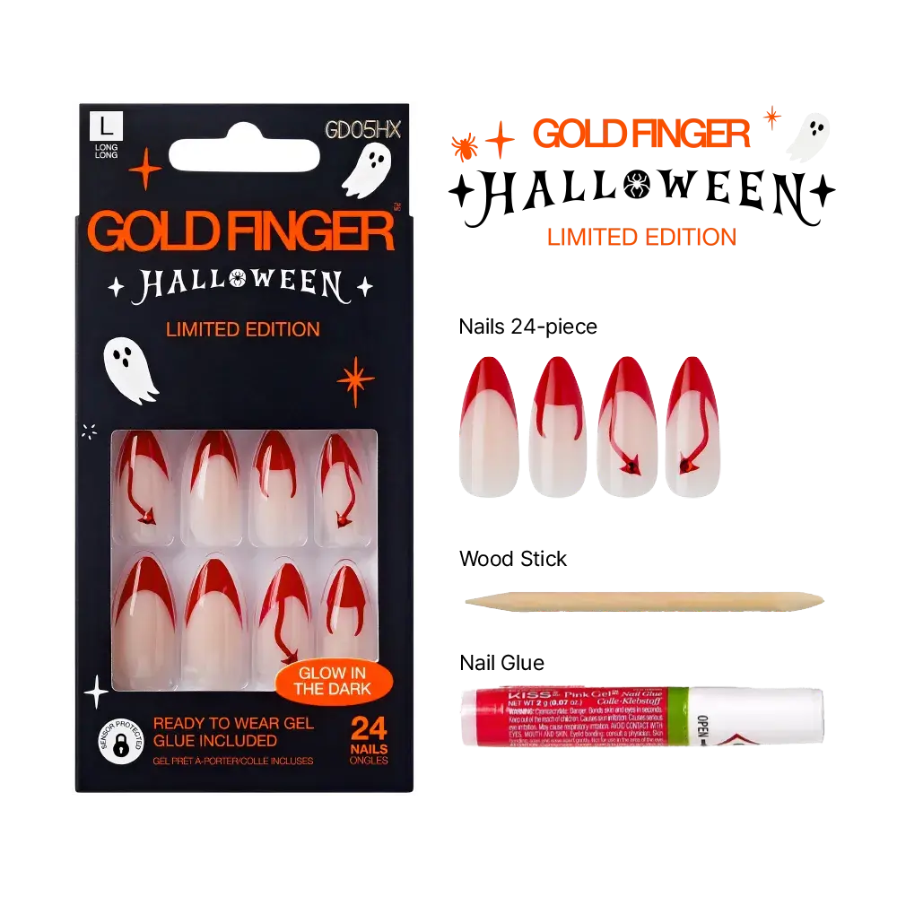 Gold Finger Glow In The Dark Halloween Glue-On Nails - Image 4