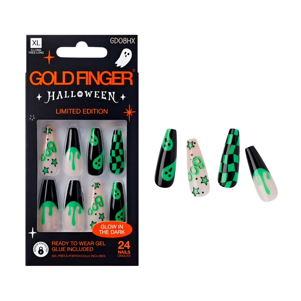 Gold Finger Glow In The Dark Halloween Glue-On Nails - Image 40