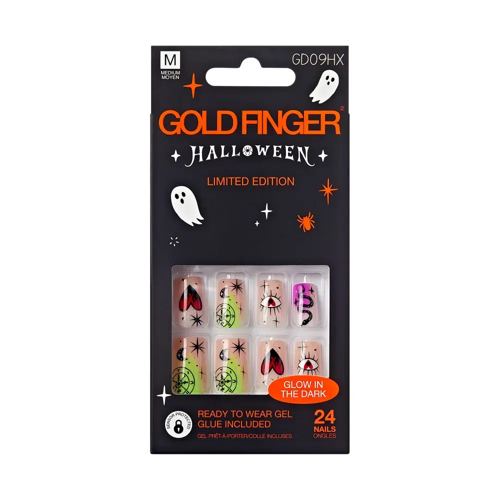Gold Finger Glow In The Dark Halloween Glue-On Nails - Image 47