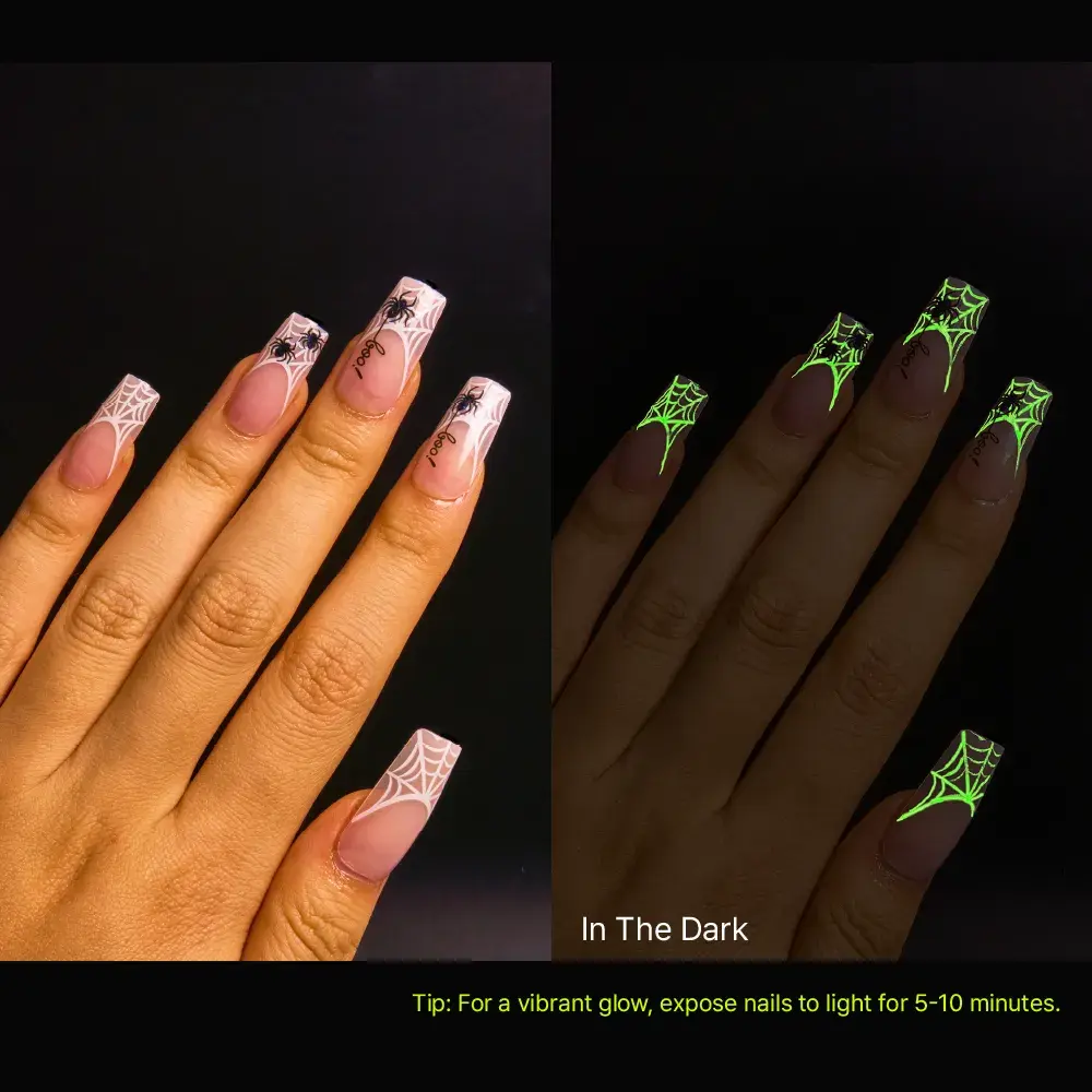 Gold Finger Glow In The Dark Halloween Glue-On Nails - Image 52