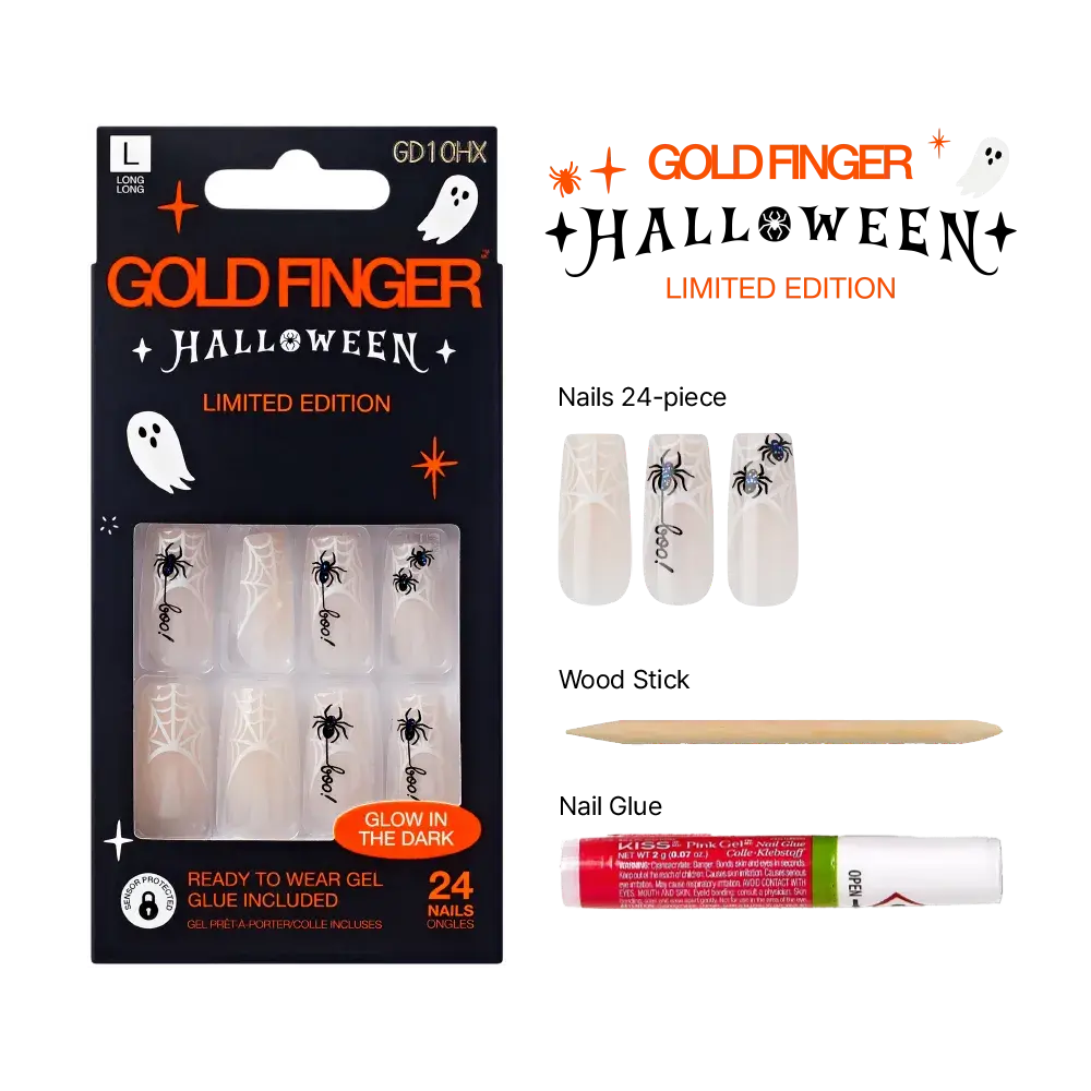 Gold Finger Glow In The Dark Halloween Glue-On Nails - Image 53