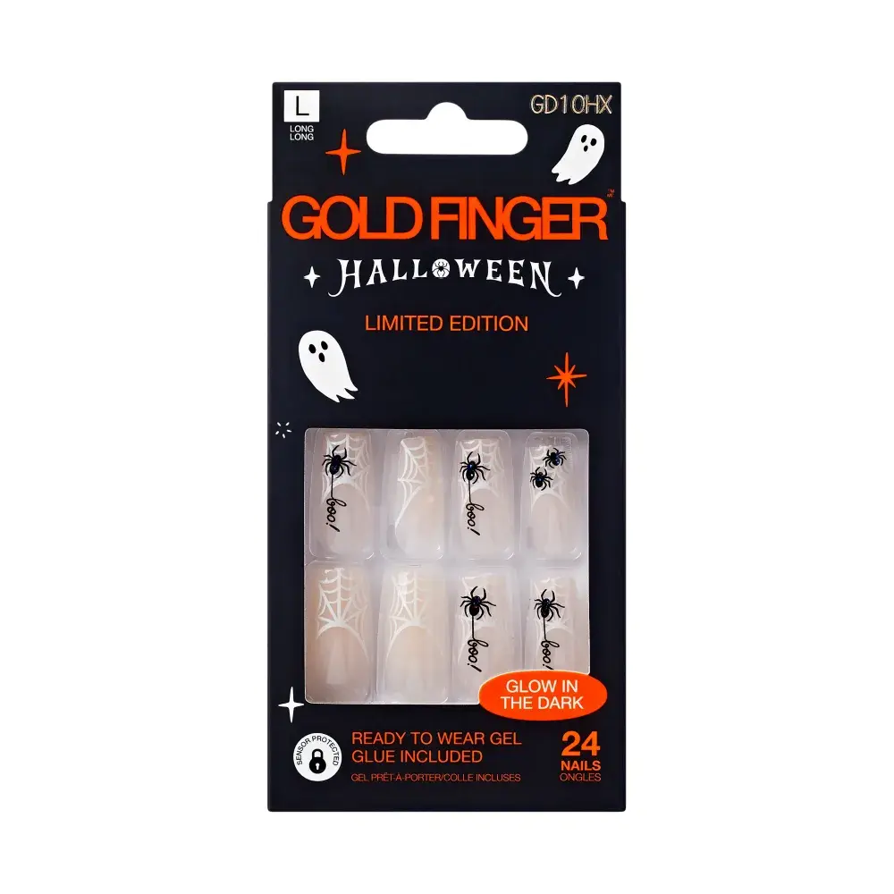 Gold Finger Glow In The Dark Halloween Glue-On Nails - Image 57