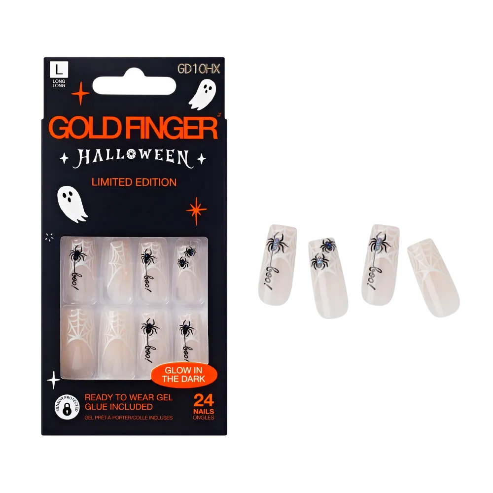 Gold Finger Glow In The Dark Halloween Glue-On Nails - Image 60
