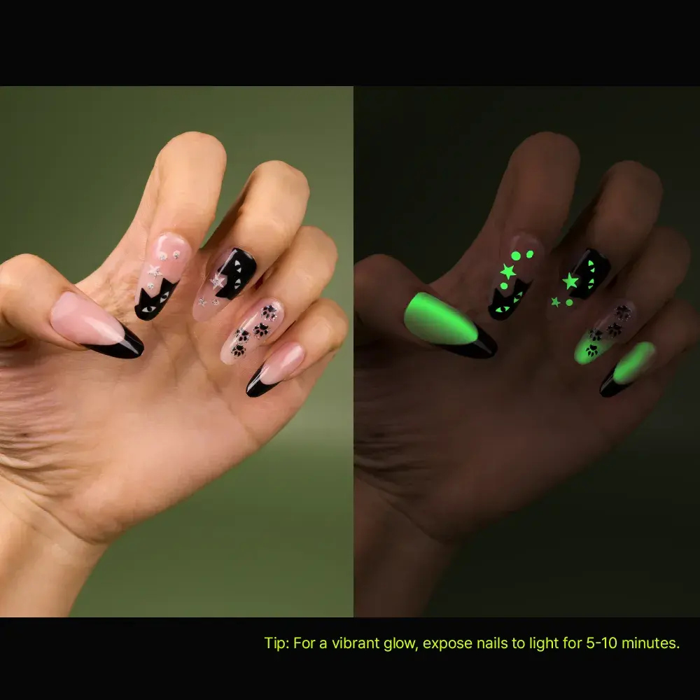 Gold Finger Glow In The Dark Halloween Glue-On Nails - Image 62