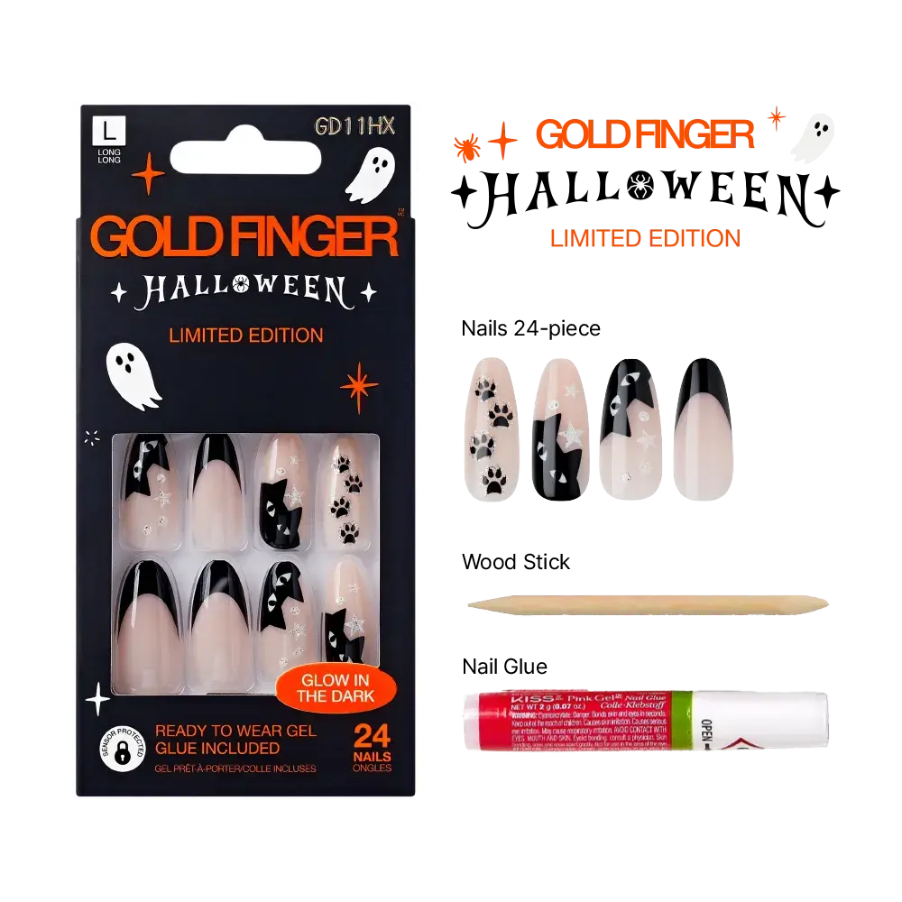 Gold Finger Glow In The Dark Halloween Glue-On Nails - Image 63