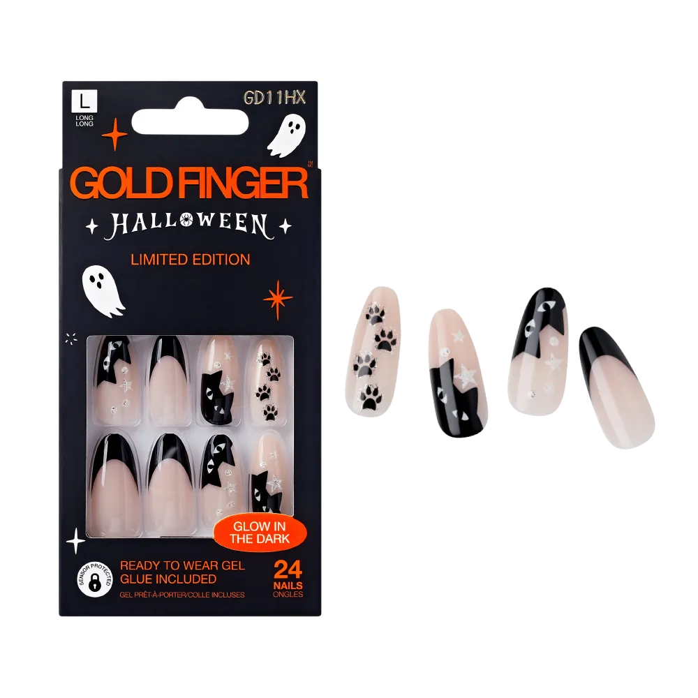 Gold Finger Glow In The Dark Halloween Glue-On Nails - Image 69