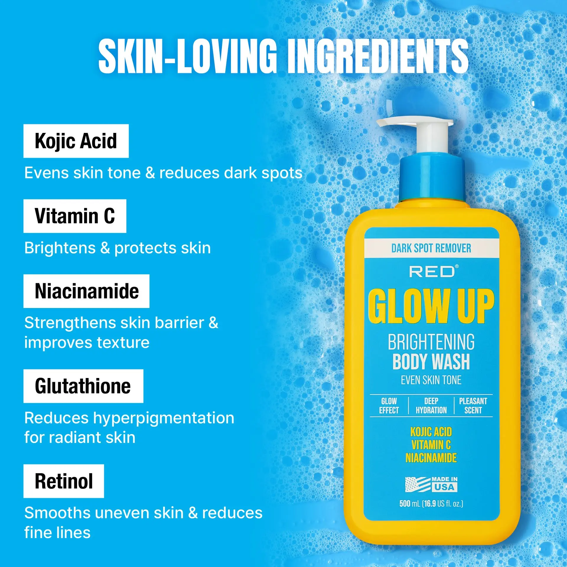 RED by KISS Glow Up Brightening Body Wash with Kojic Acid, Vitamin C & Niacinamide - Image 10