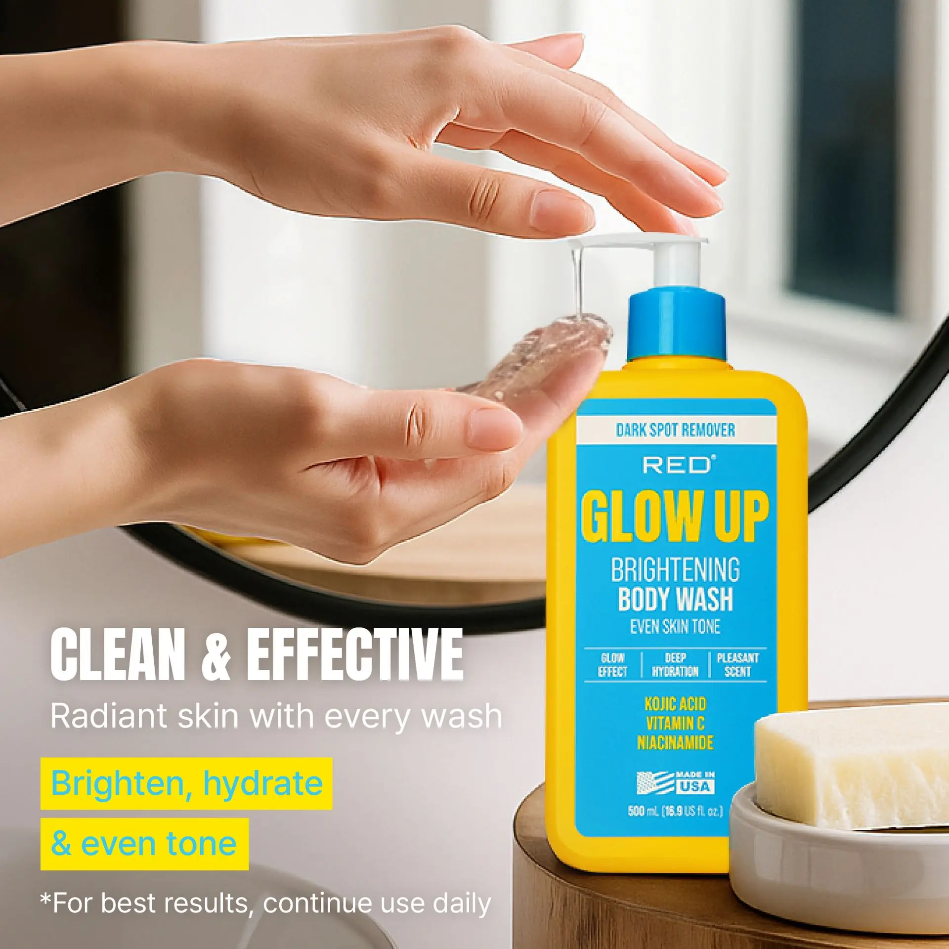 RED by KISS Glow Up Brightening Body Wash with Kojic Acid, Vitamin C & Niacinamide - Image 13