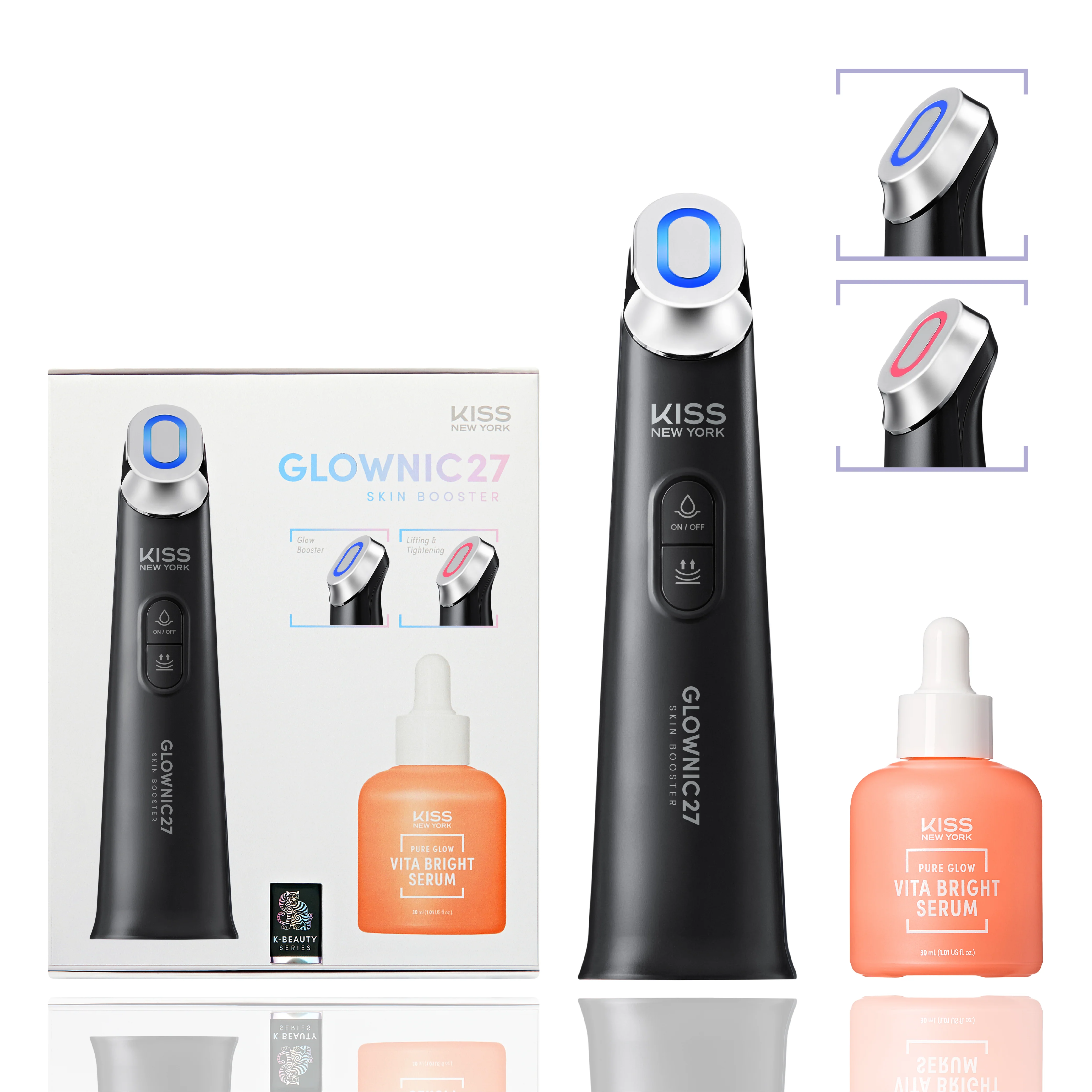 Kiss New York Glownic27 Kit Microcurrent Facial Device with Full Size Vita Serum – Electroporation Facial Skin Booster for Absorption & Firming - Image 11